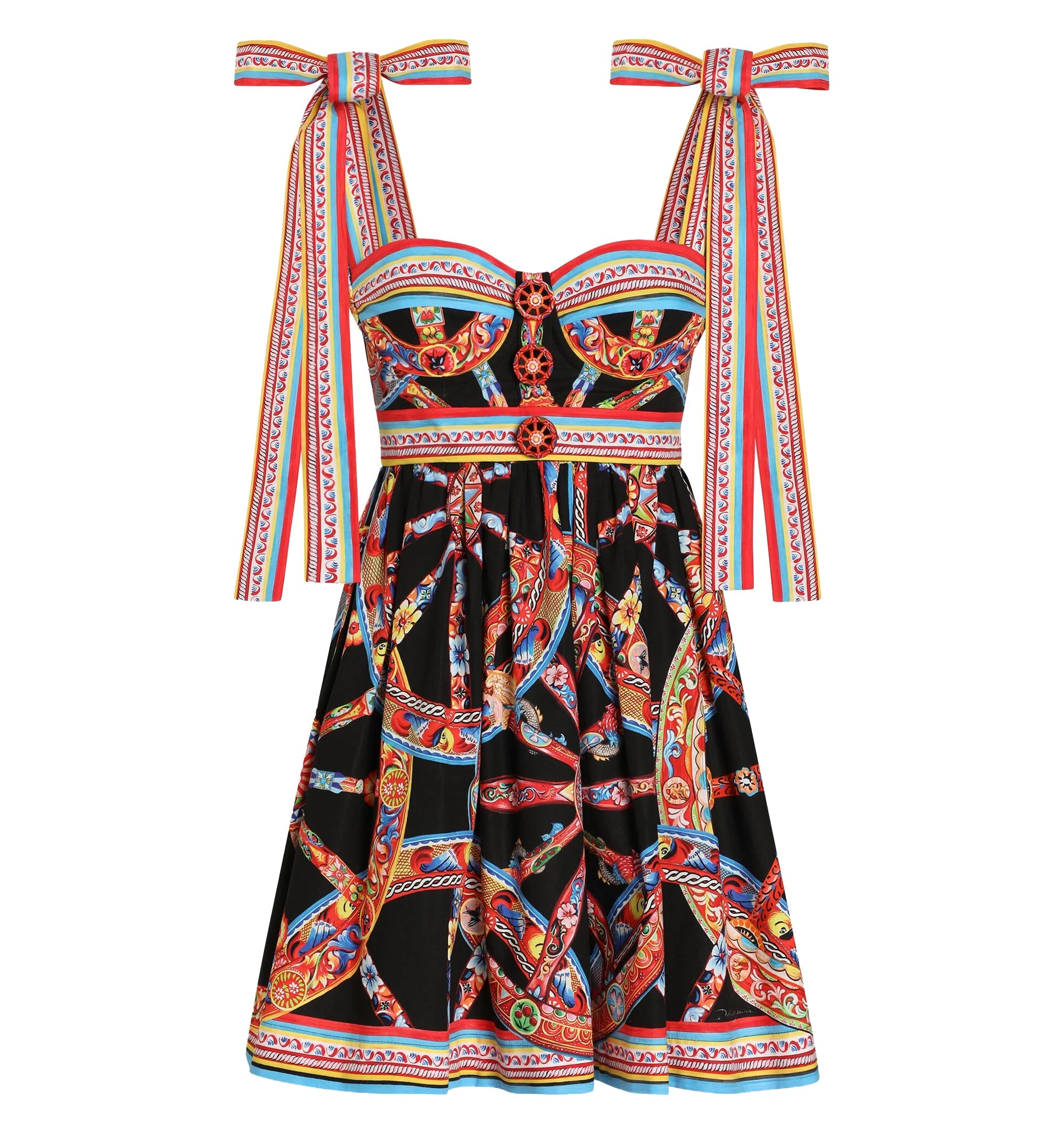 Carretto-Print Poplin Dress