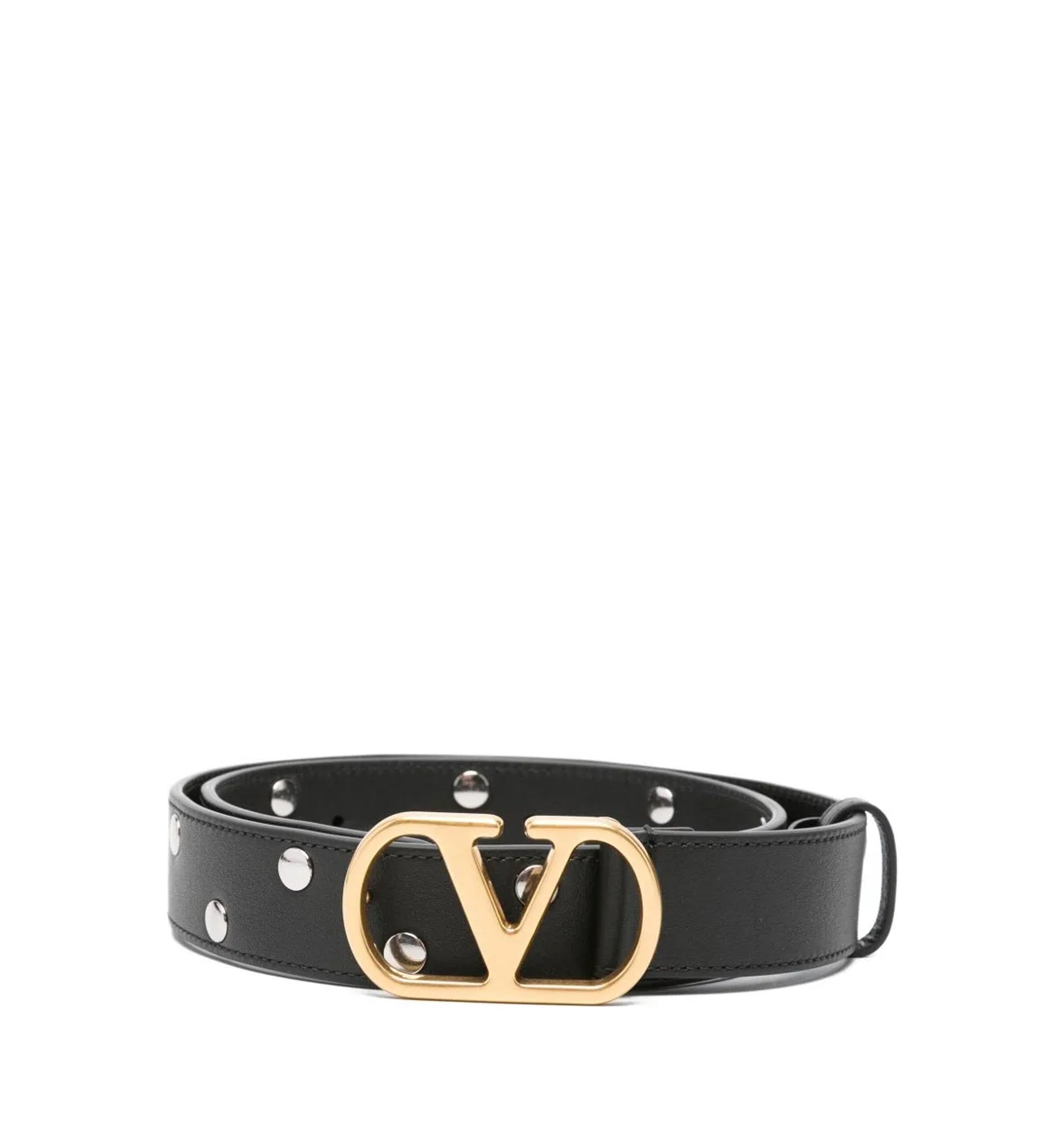 VLogo Studded Leather Belt