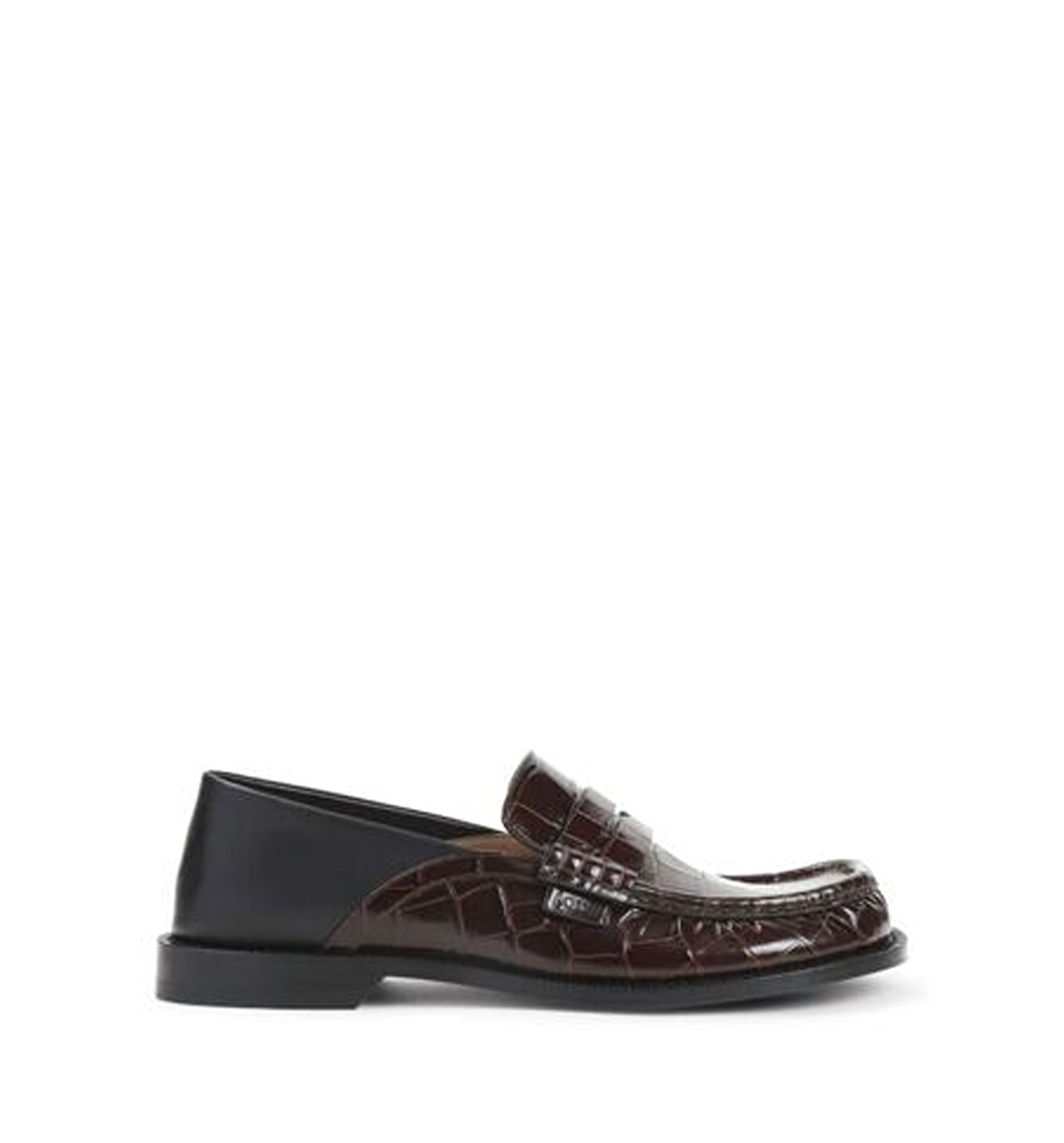 Campo Flap Back Loafer in Croc-Embossed Calfskin and Nappa Lambskin