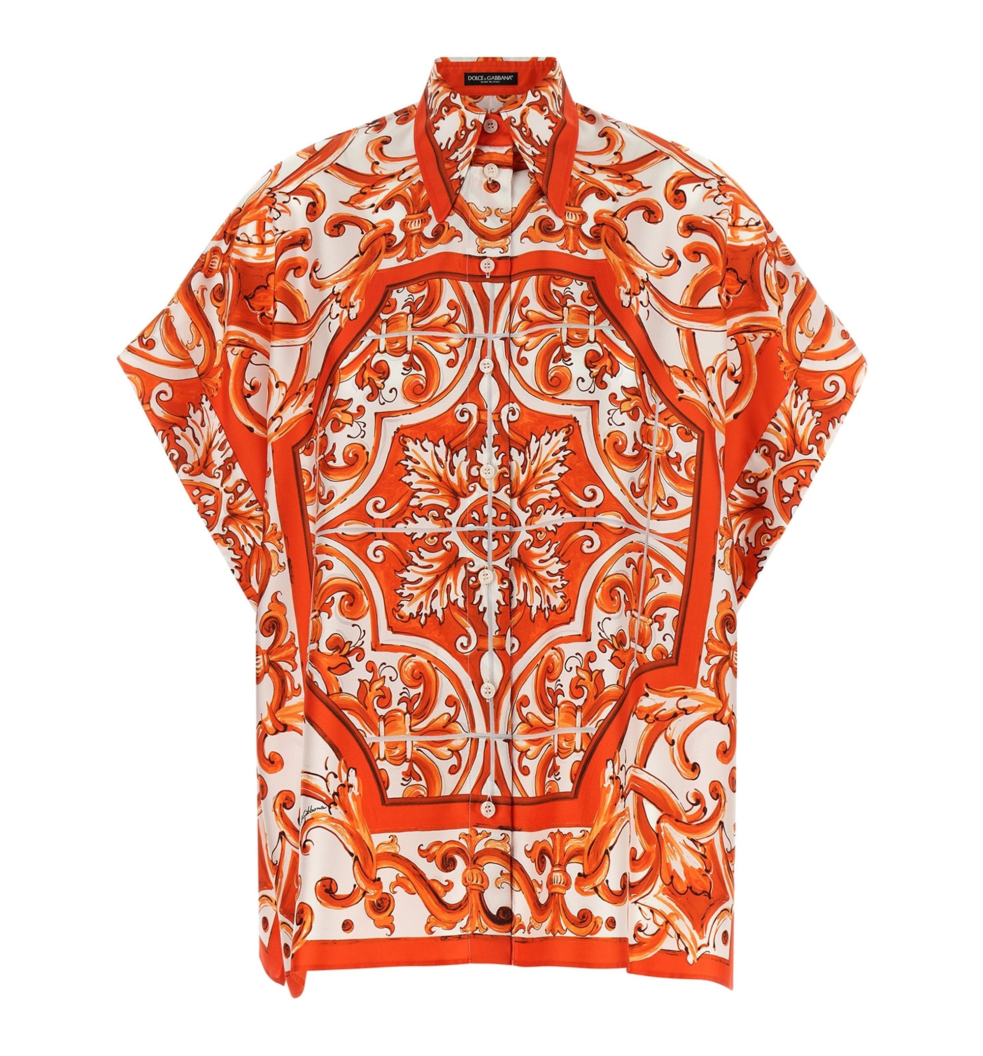 Majolica-Print Silk Shirt