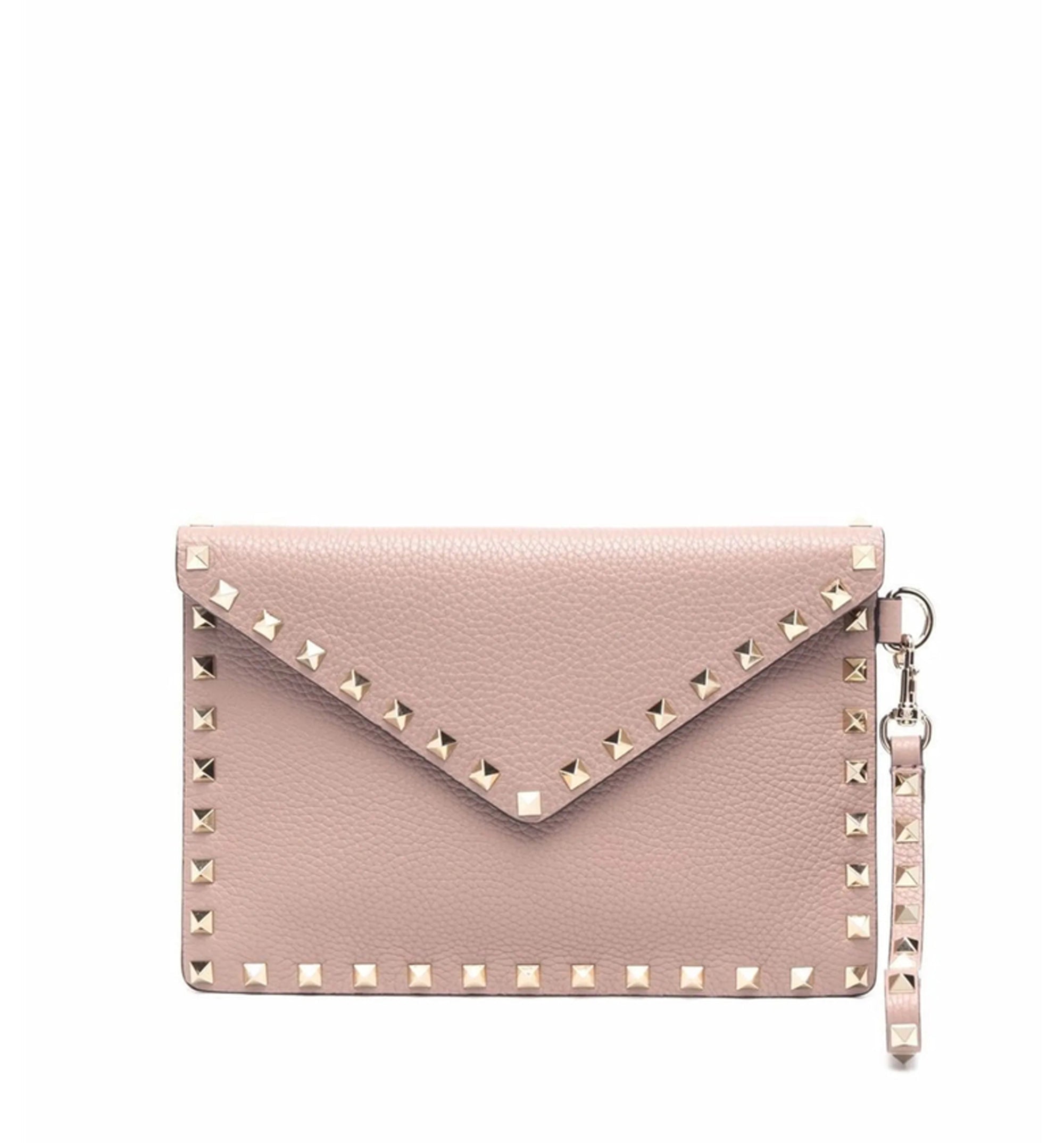 Rockstud Grainy Calfskin Pouch