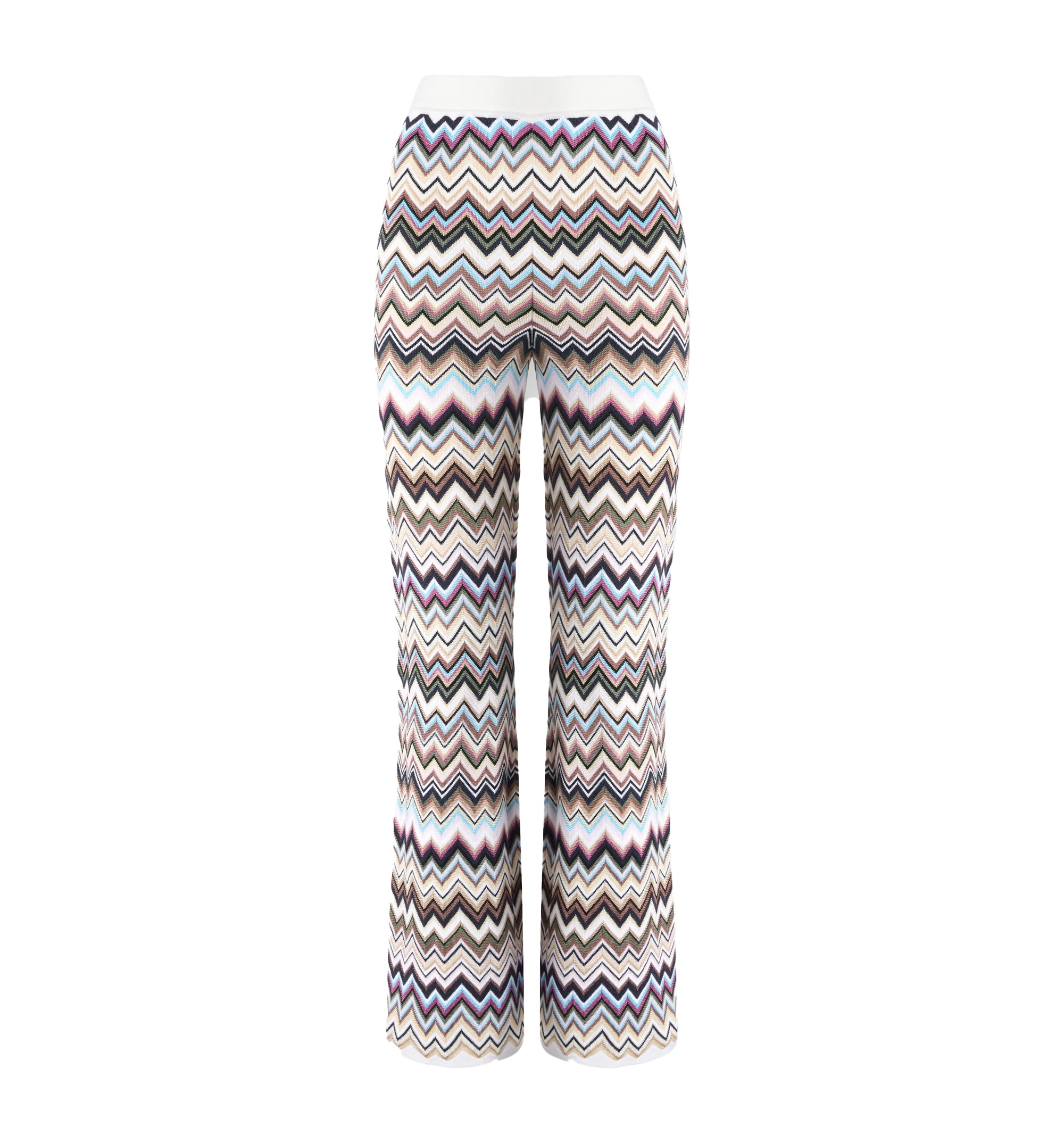 Straight-leg viscose and wool chevron trousers