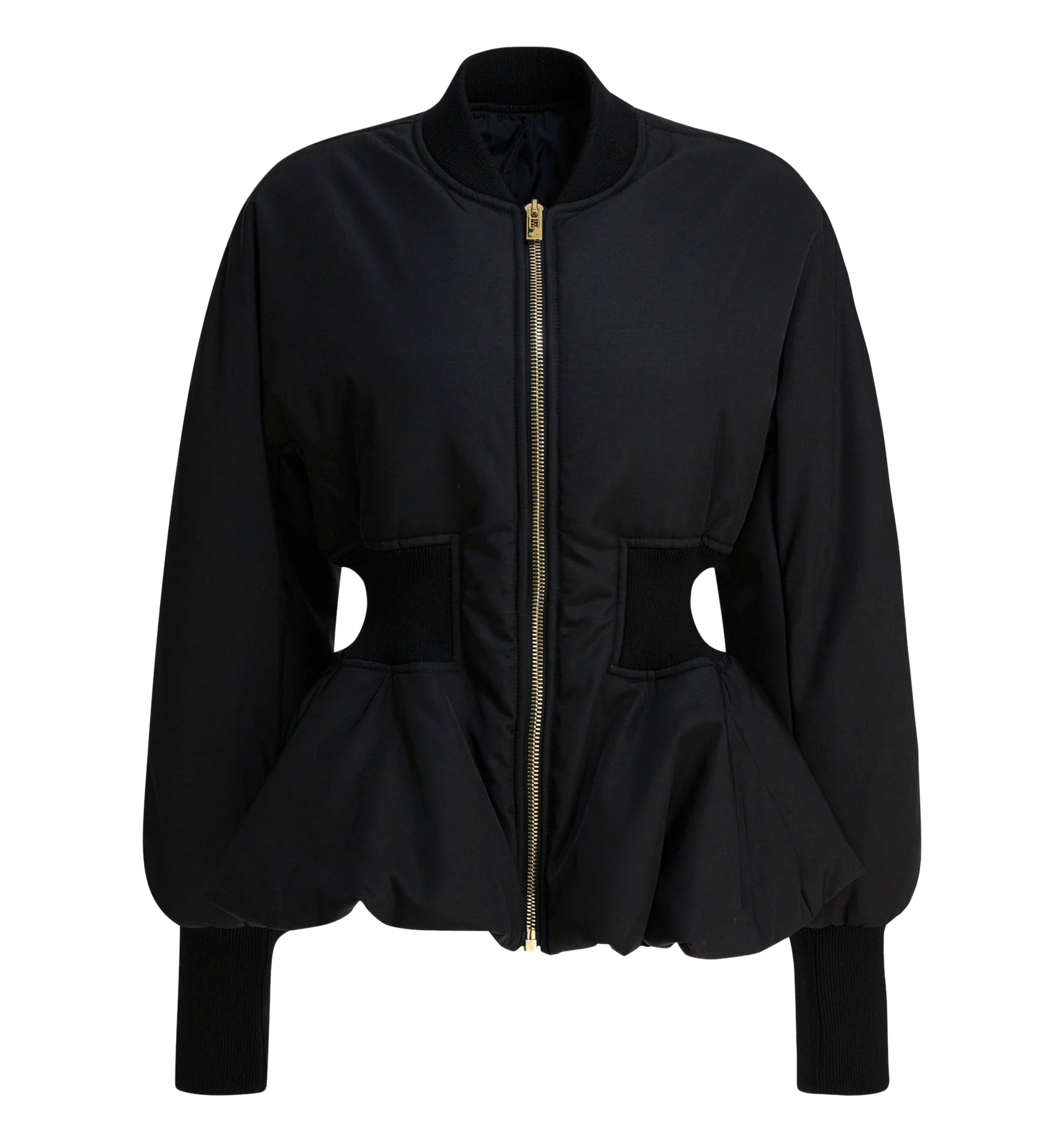 Nylon Peplum Bomber