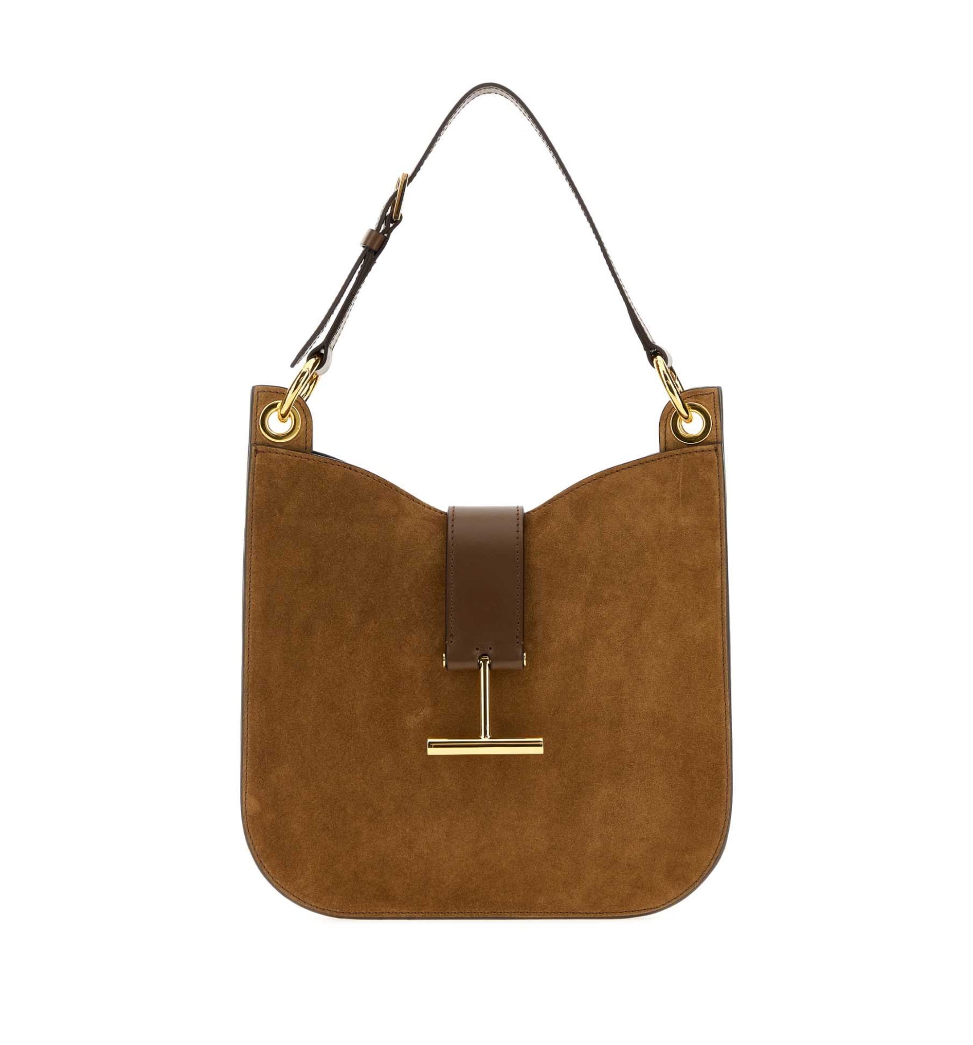 Camel Suede Shoulder Bag