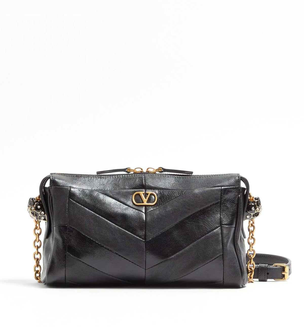 Valentino Garavani Panthea Small Shoulder Bag In Nappa Leather With A Chevron Pattern