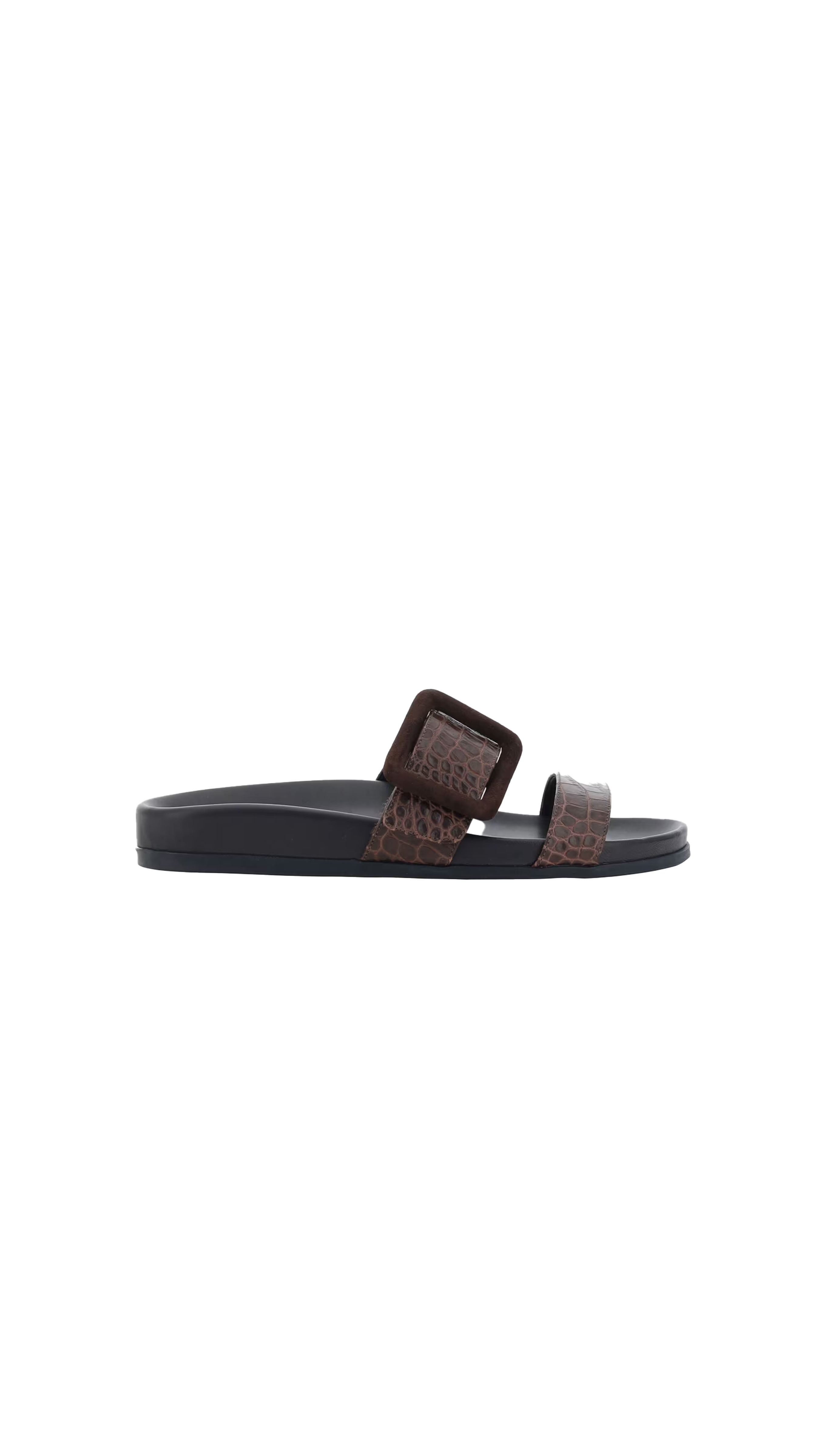 Mayfu Fussbett Croco Slide Sandals - Brown