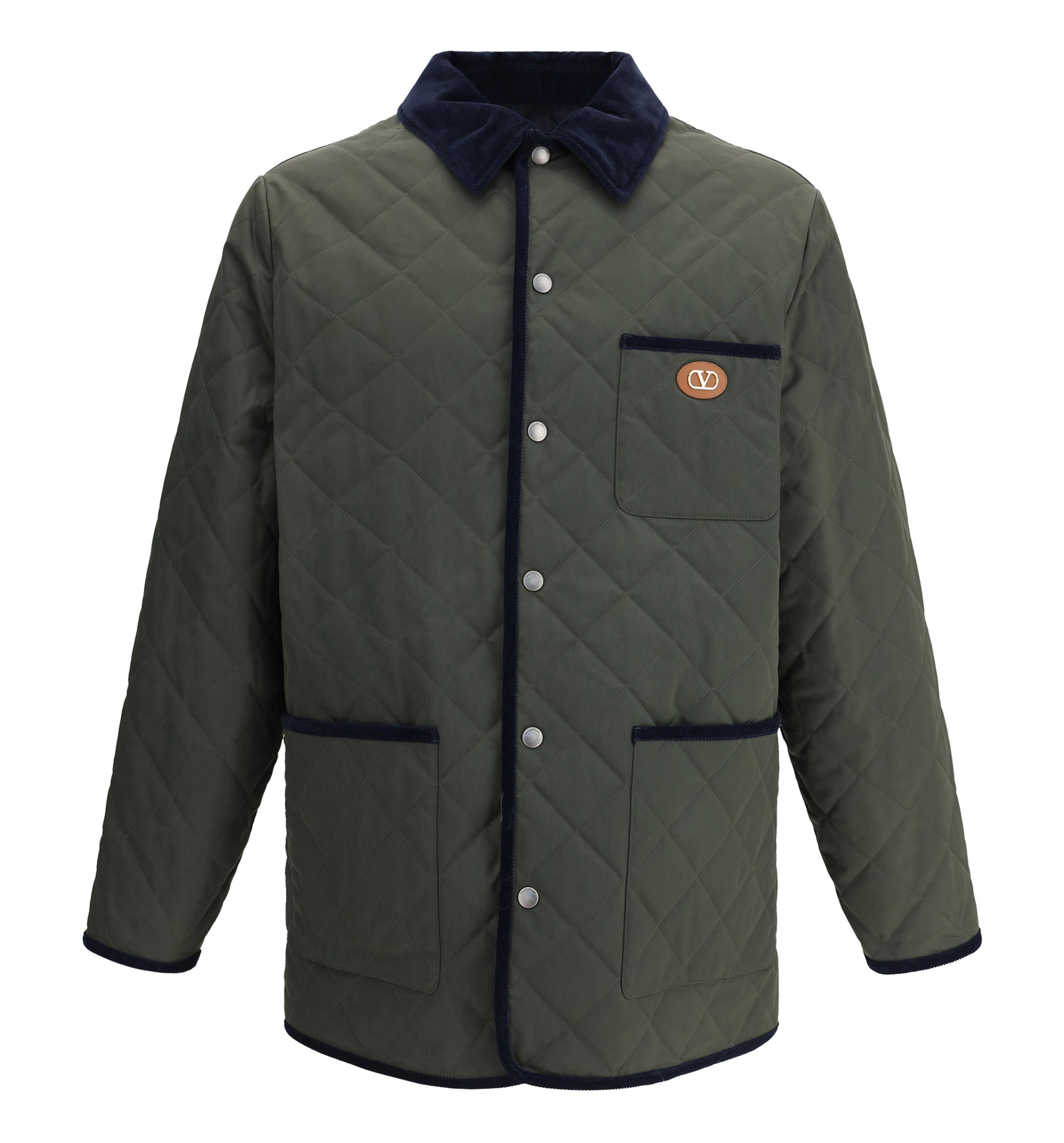 Quilted Nylon Shirt Jacket With VLogo Patch