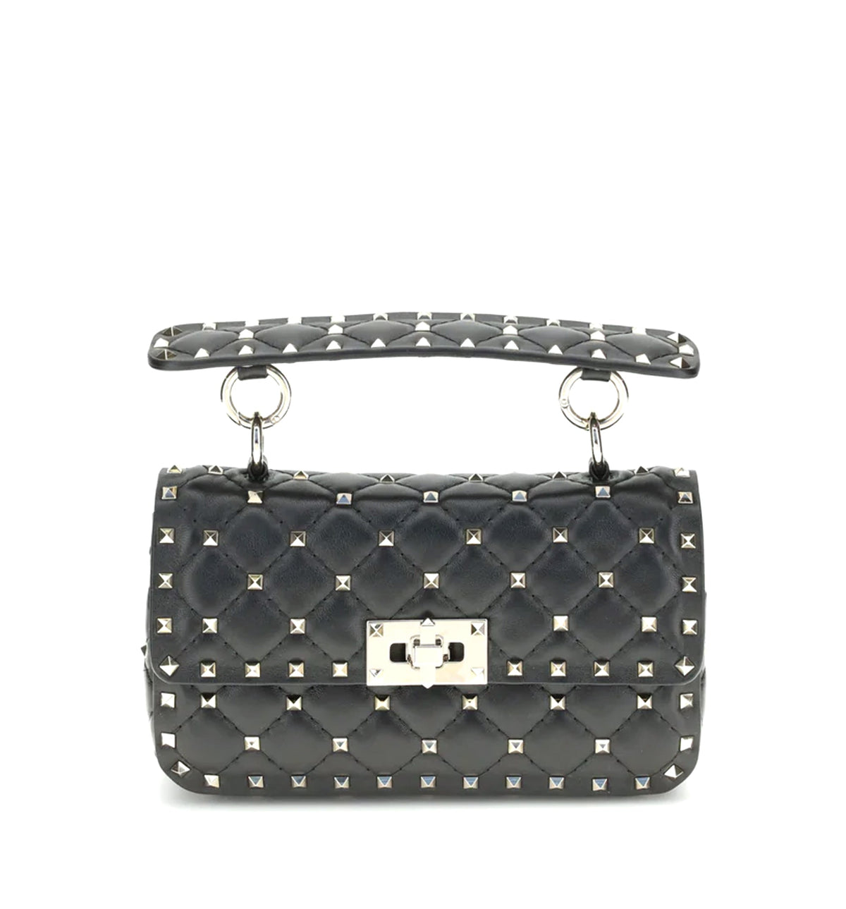 Rockstud Spike mini Top Handle Bag in nappa