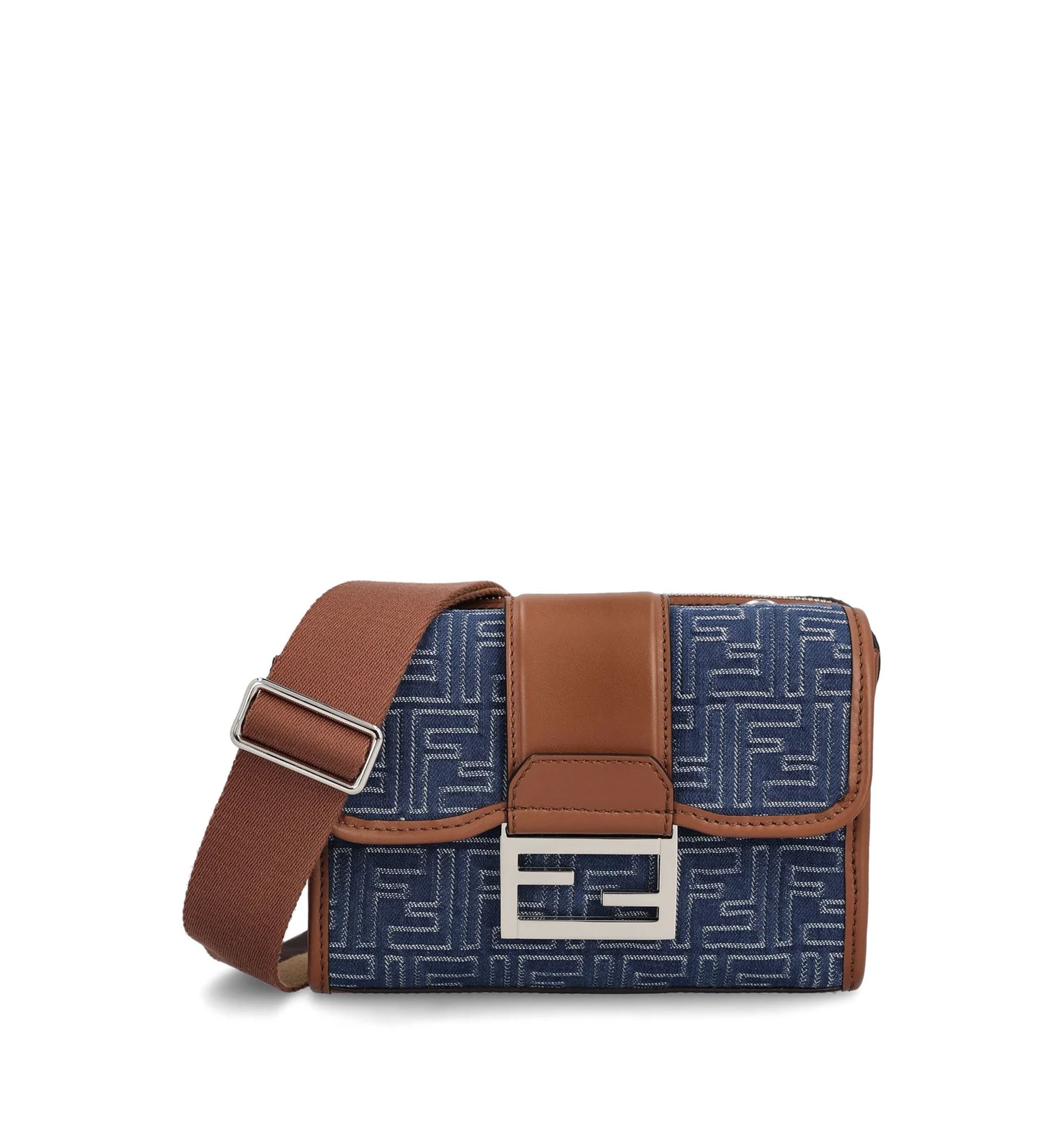 Fendi Double Baguette FF Jacquard Crossbody Bag