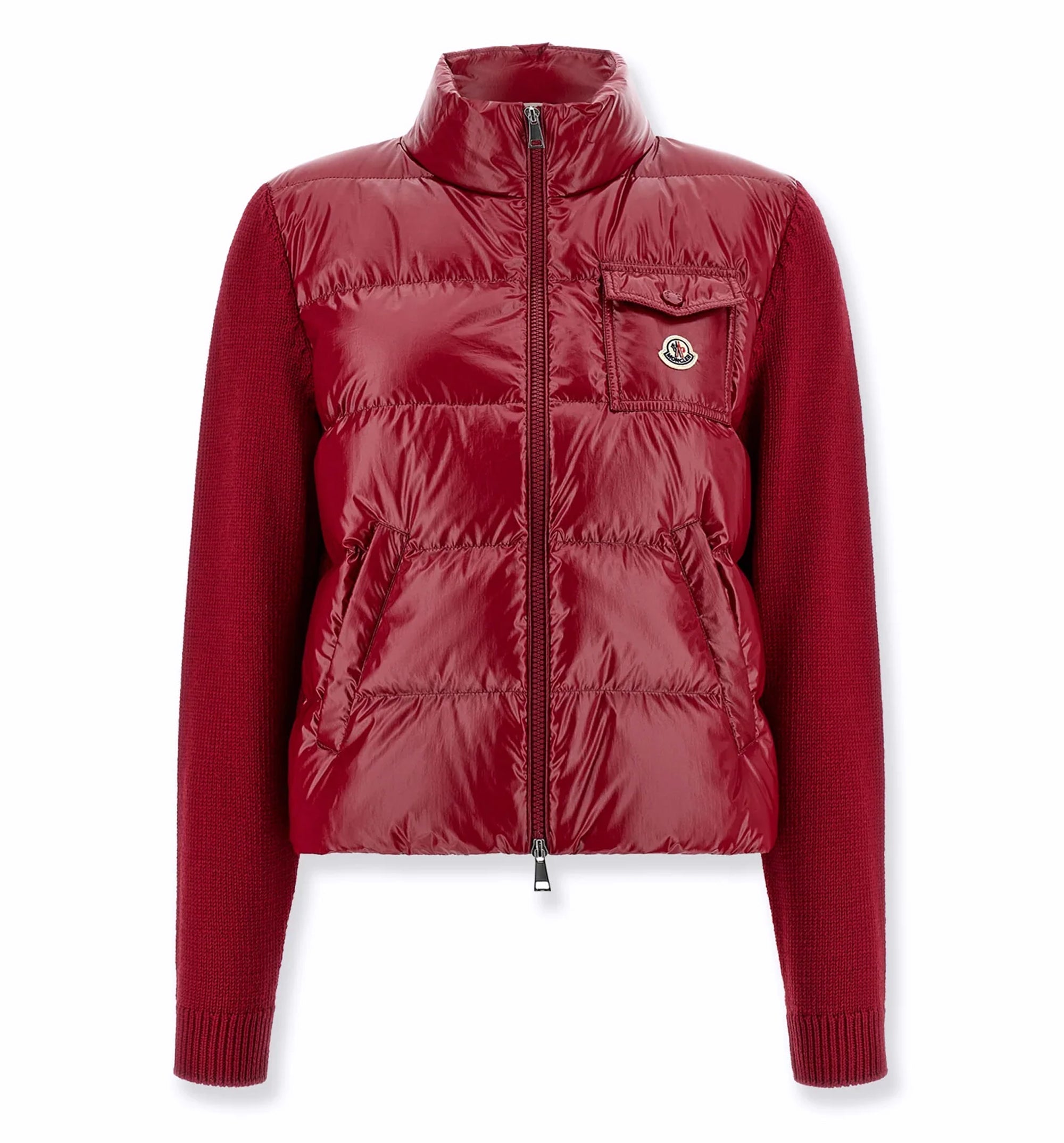 Padded Zip-Up Wool Cardigan