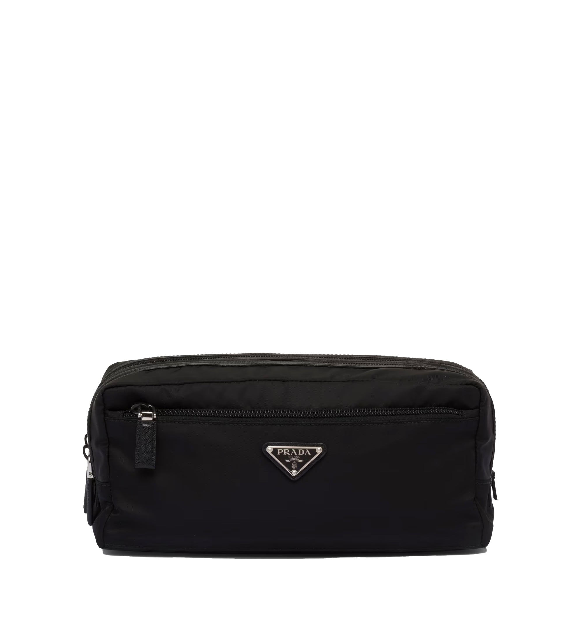 Re-Nylon and Saffiano Leather Travel Pouch