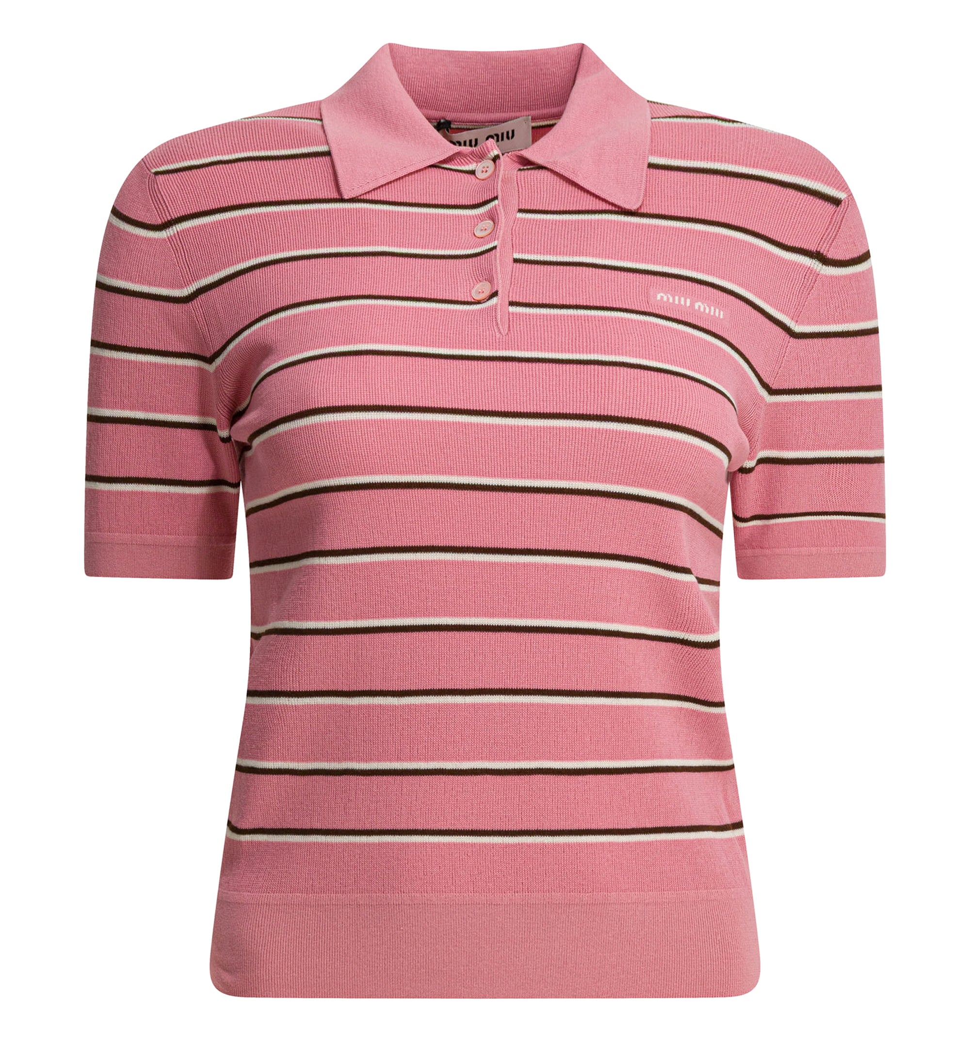 Striped Cotton Knit Polo Shirt