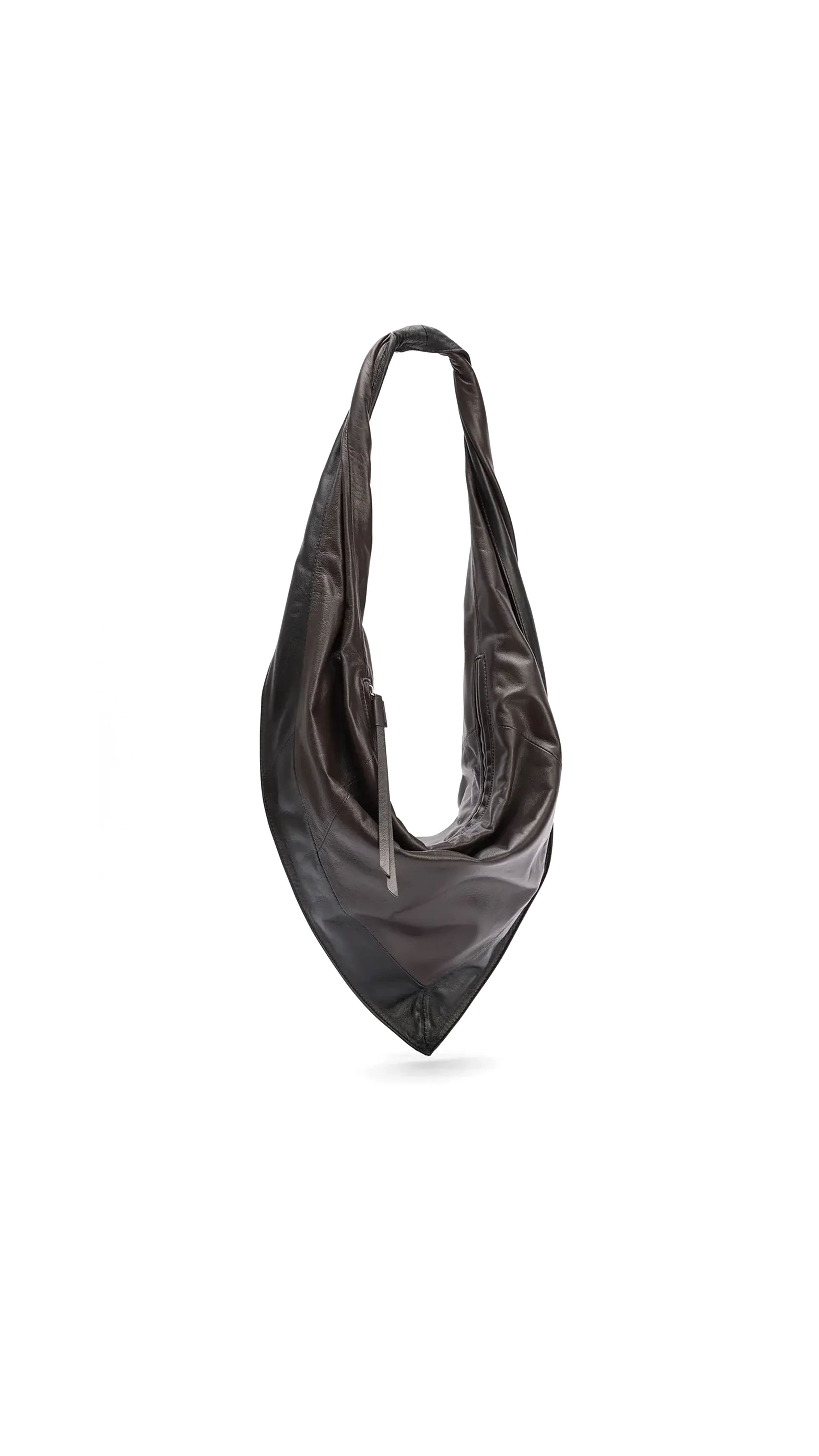 Shiny Nappa Leather Scarf Bag Small - Black/Dark Chocolate