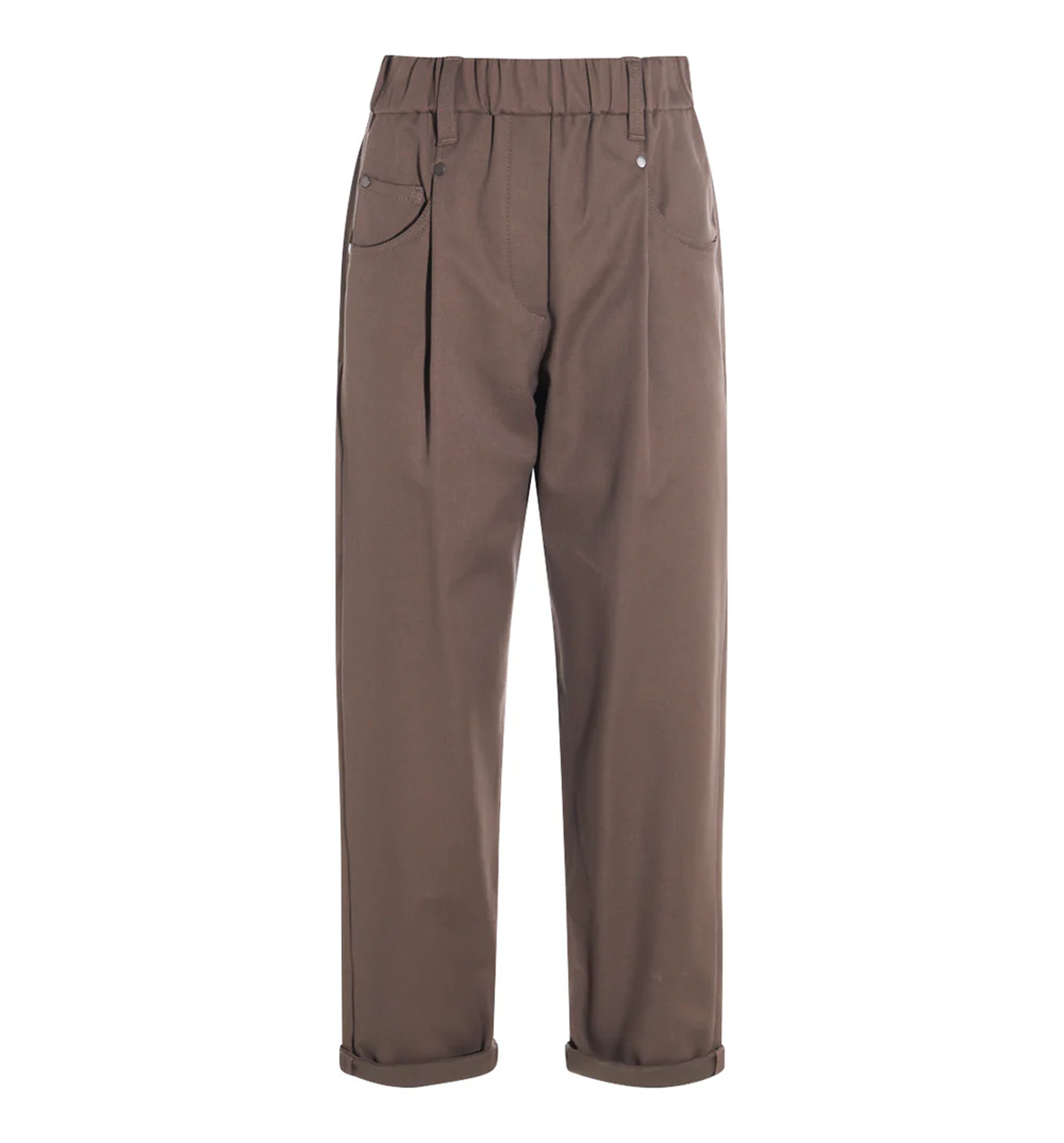 Stretch Cotton Cover Baggy Pull-On Trousers