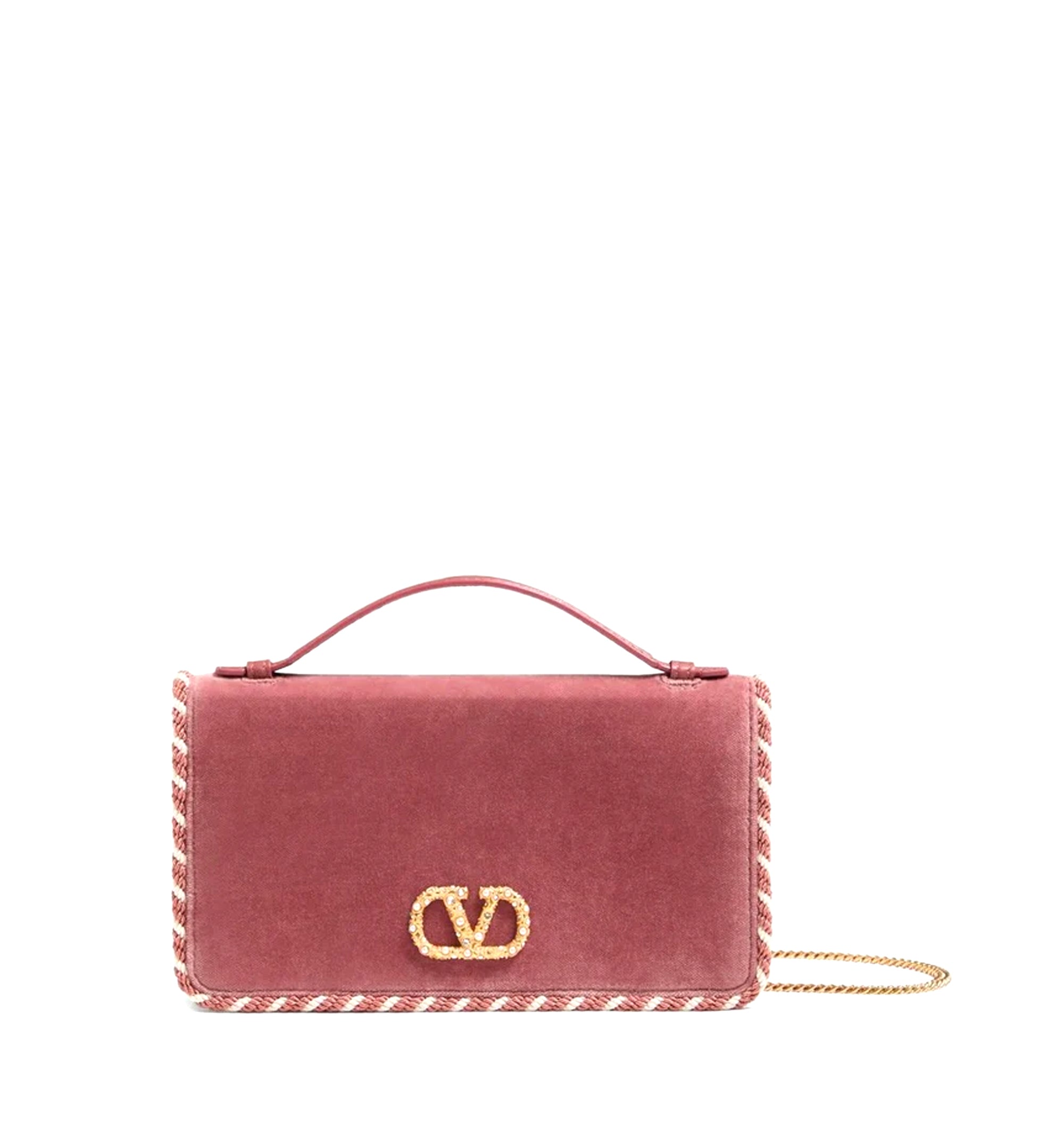 VLogo Signature Velvet Chain Wallet With Jewel Logo
