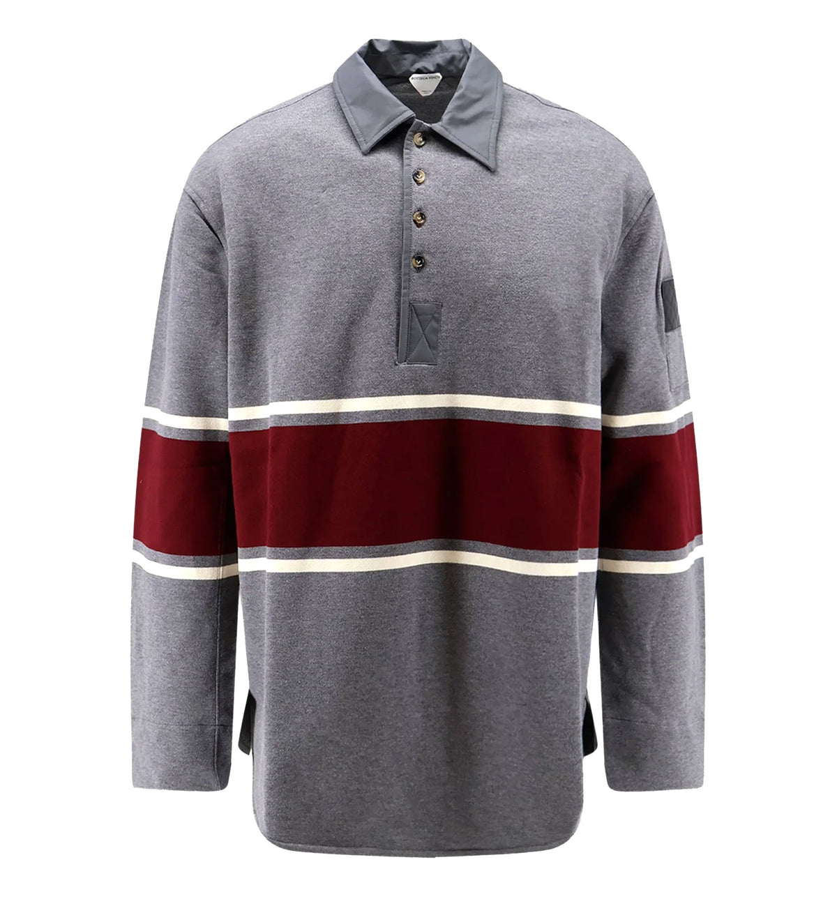 Oversized Two-Tone Striped Cotton Long-Sleeve Polo