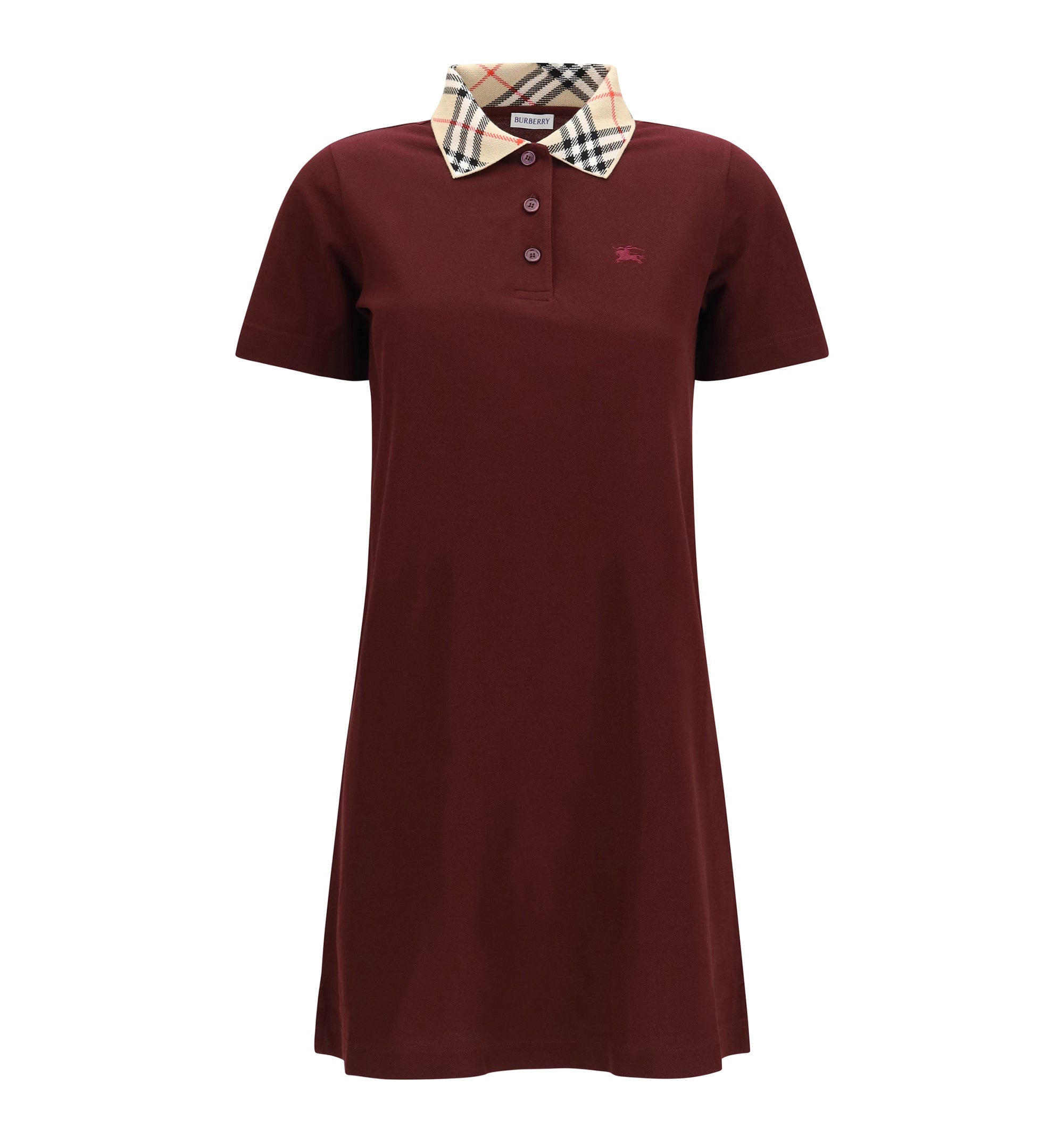 Check Collar Cotton Polo Shirt Dress