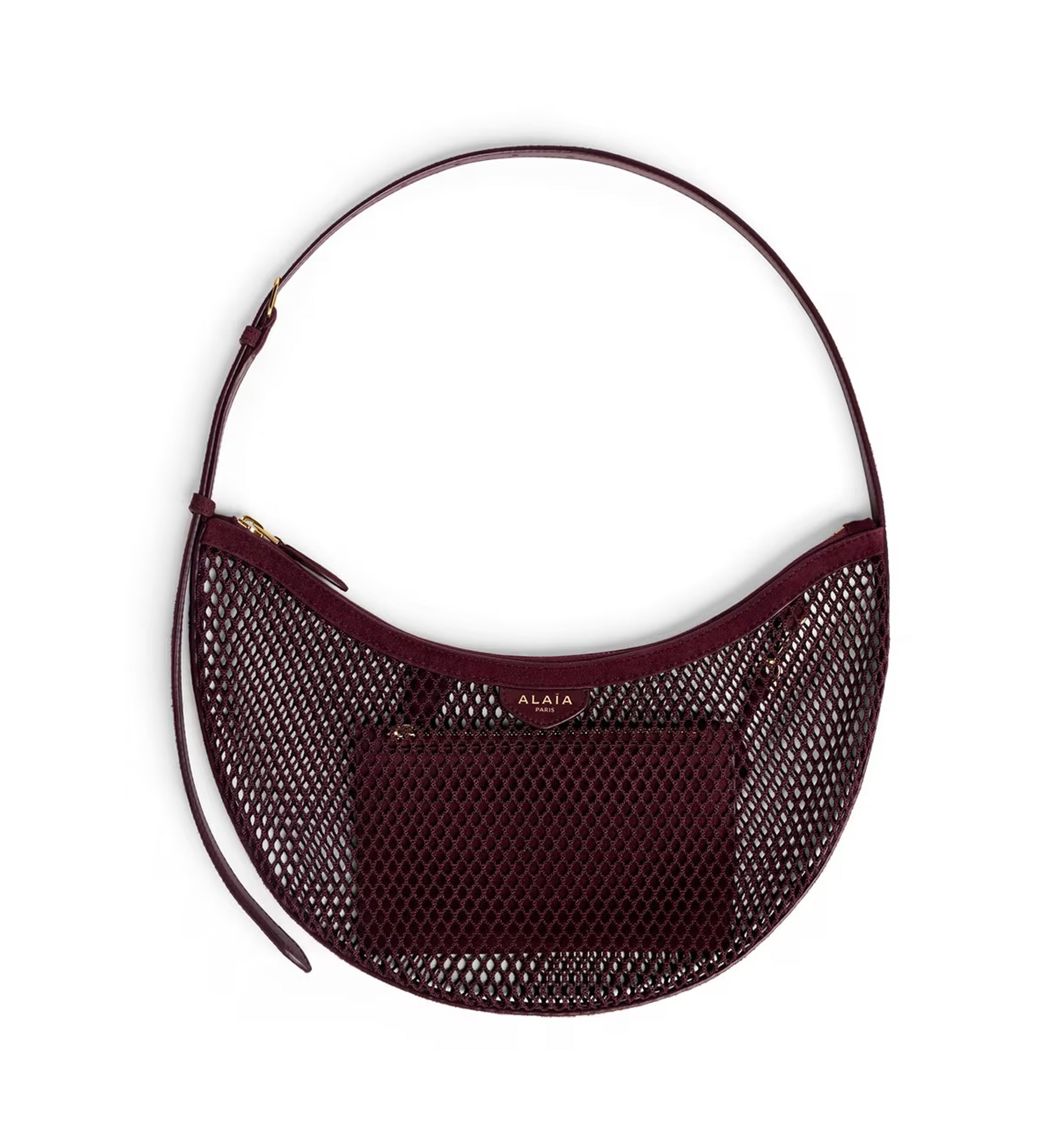 One Piece Demi Lune Bag In Fishnet And Suede