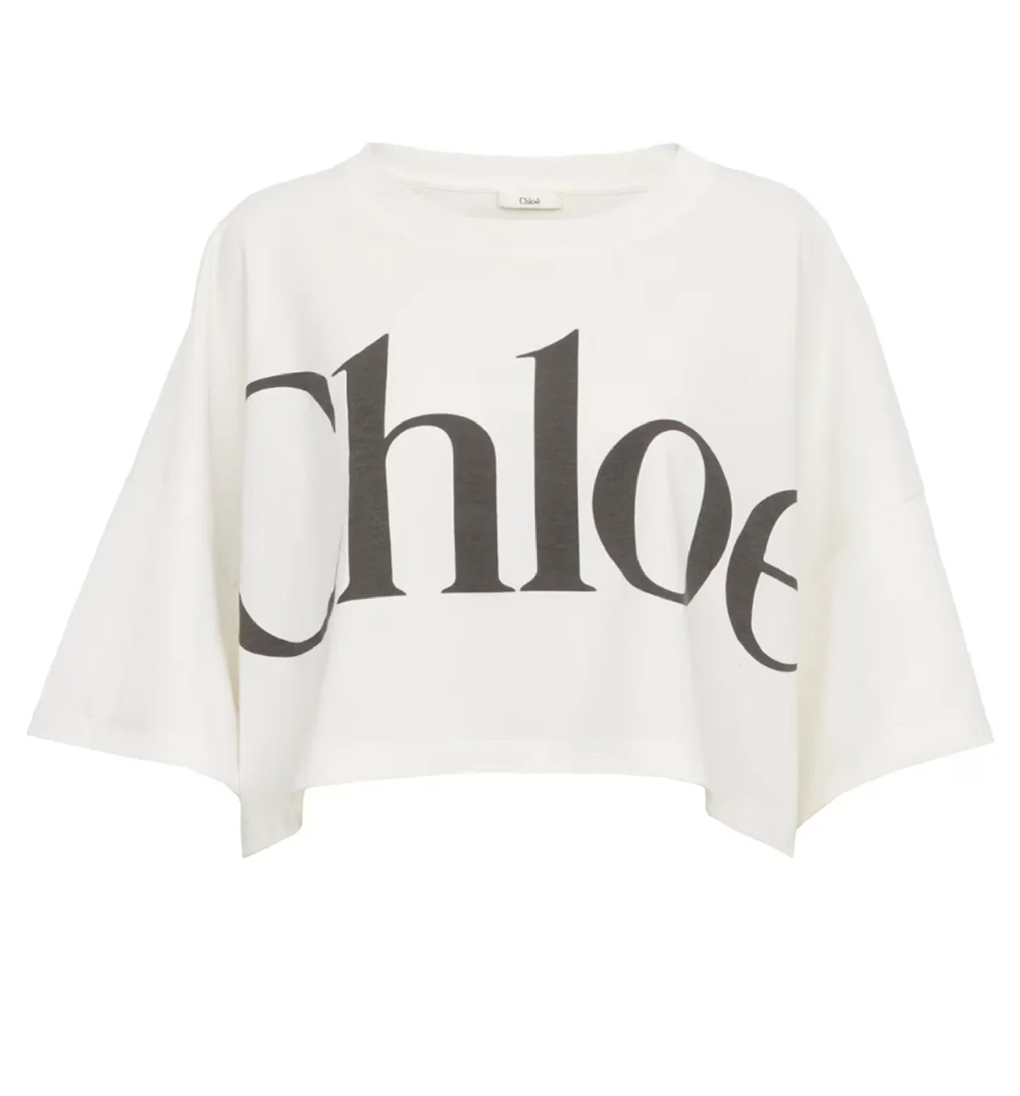 Cropped boxy logo T-shirt in cotton jersey
