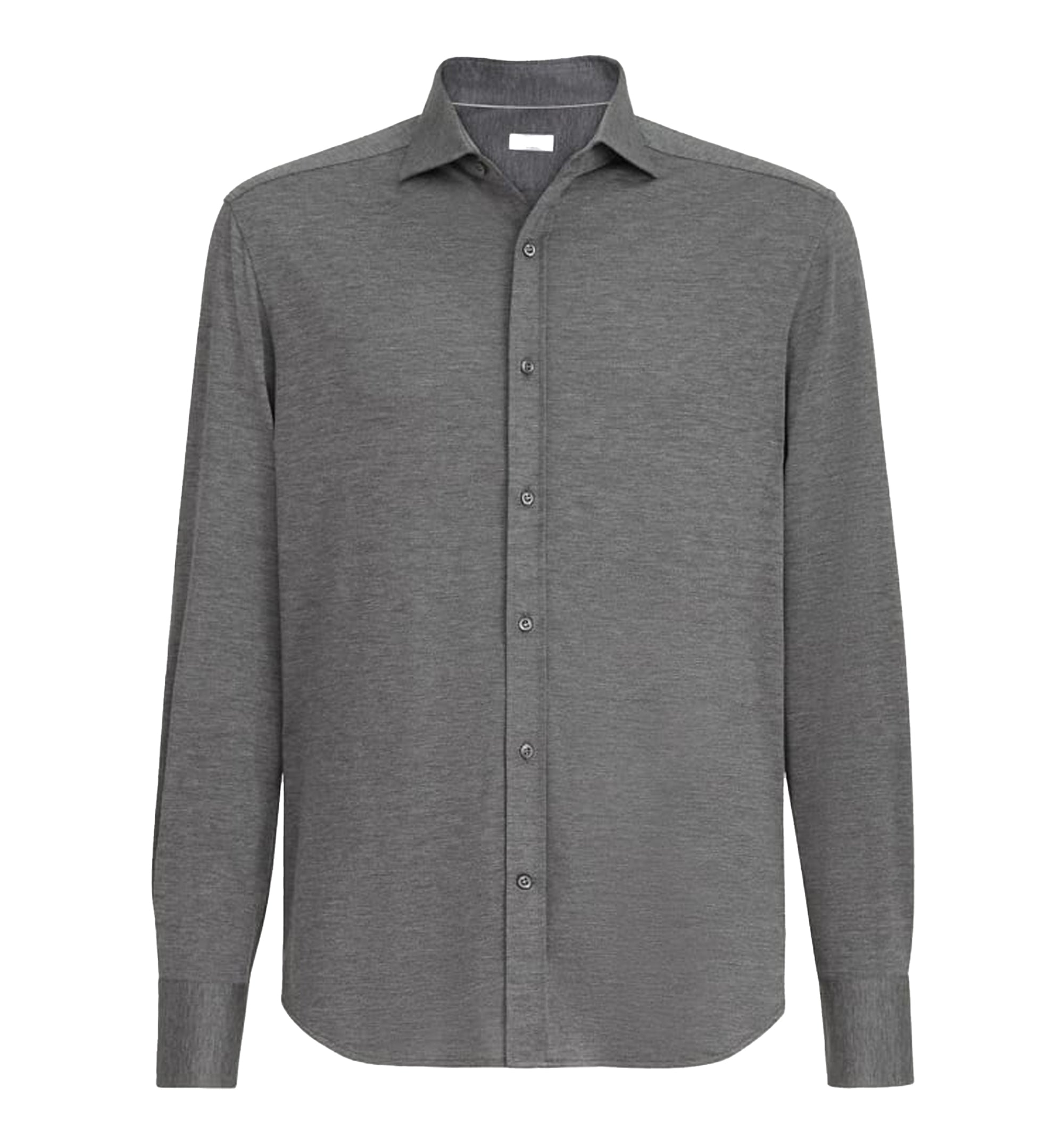 Silk and cotton lightweight jersey shirt with spead collar