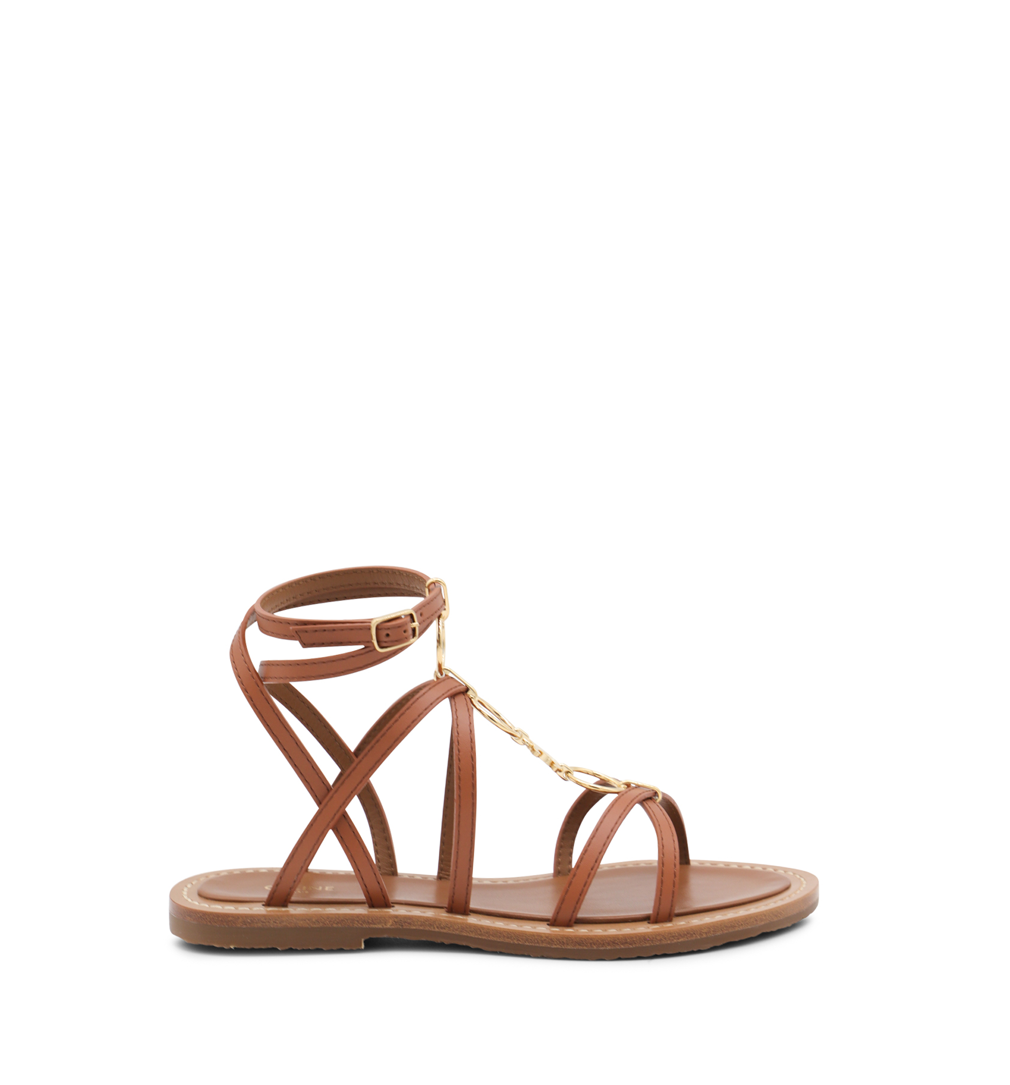 Lympia Strappy Jewel Sandals in Calfskin - Tan