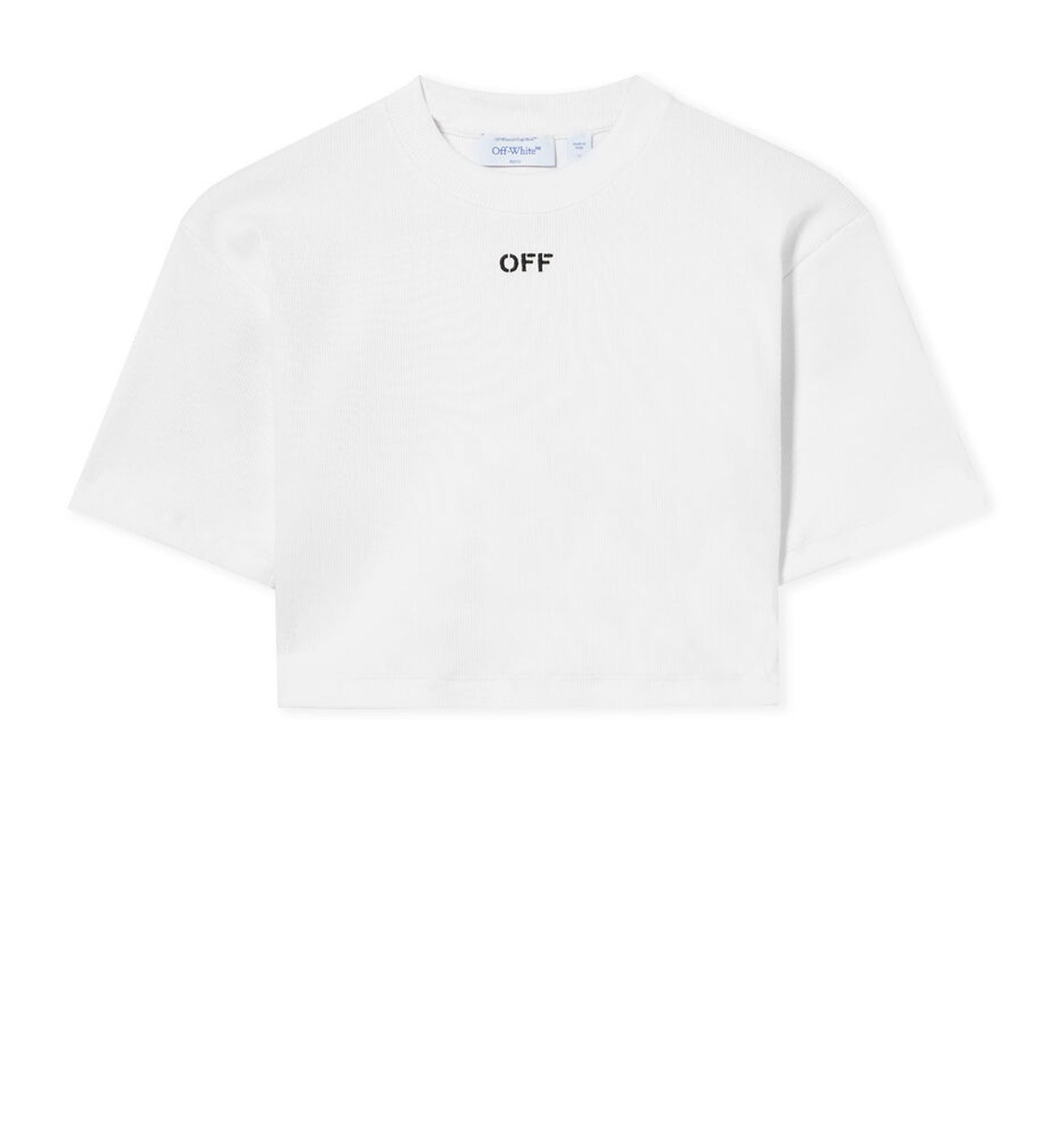 Off Stamp Ribbed Cropped T-Shirt