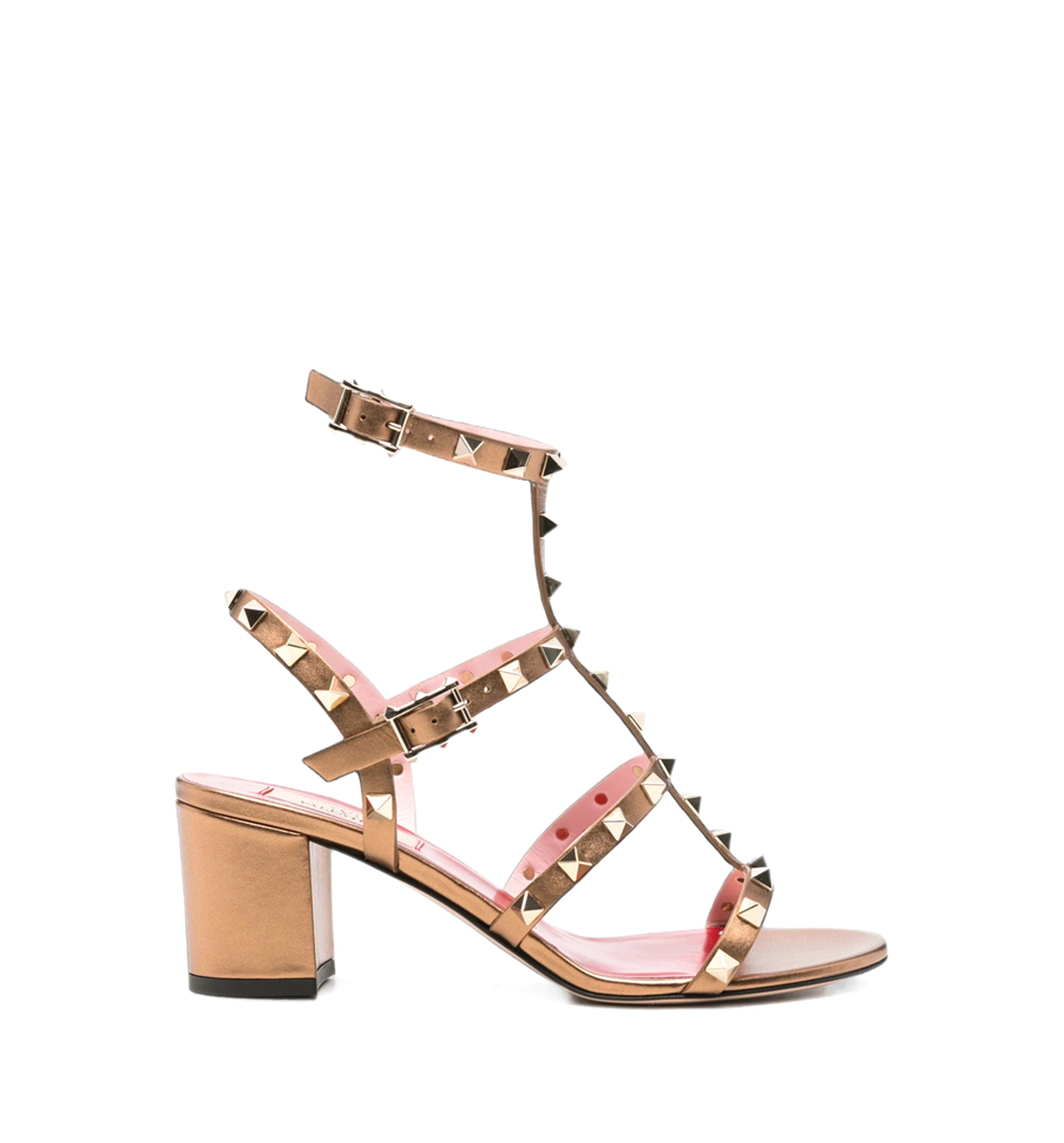 Rockstud Laminated Calfskin Sandal With Straps 90Mm