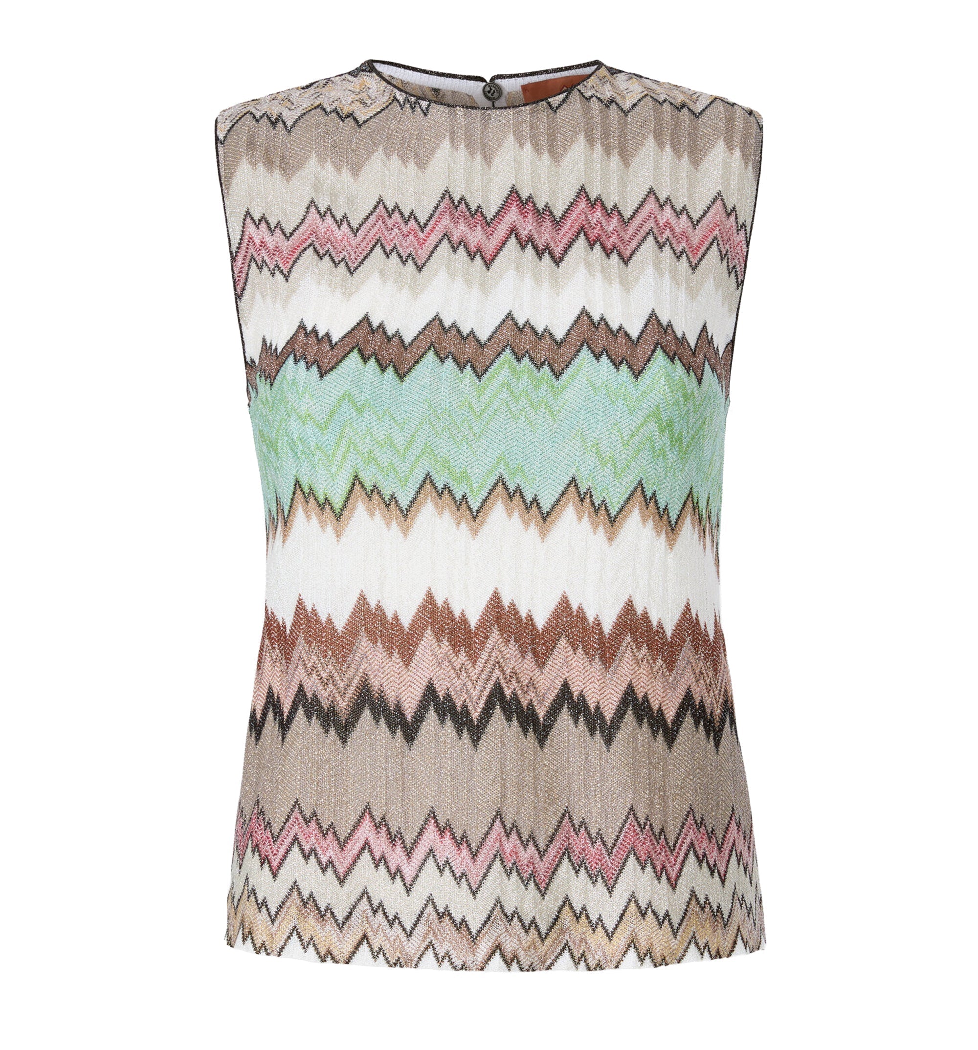 Snake-Pattern Viscose Lamé Sleeveless Crewneck Top