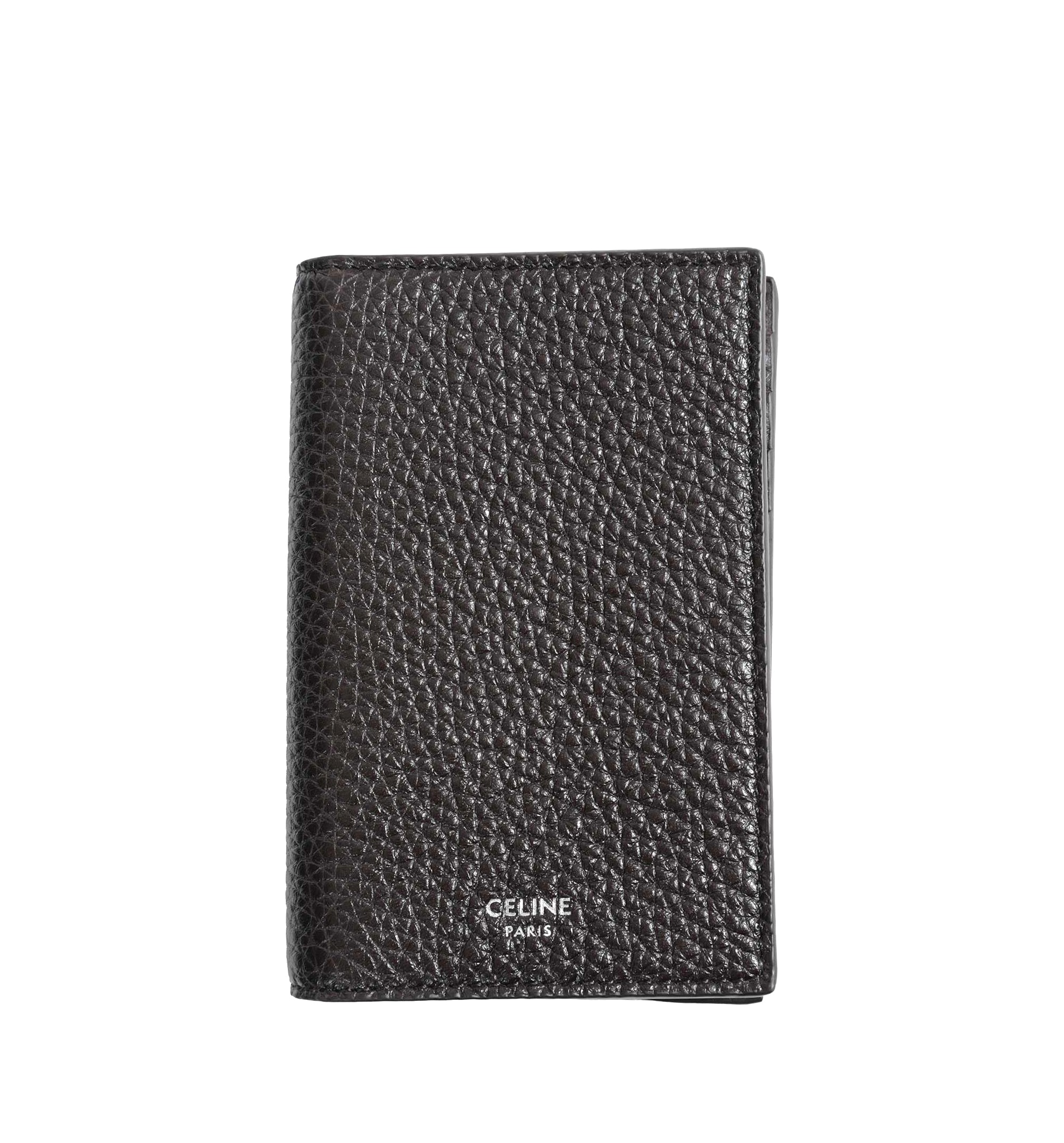 Vertical Card Holder In Grained Calfskin