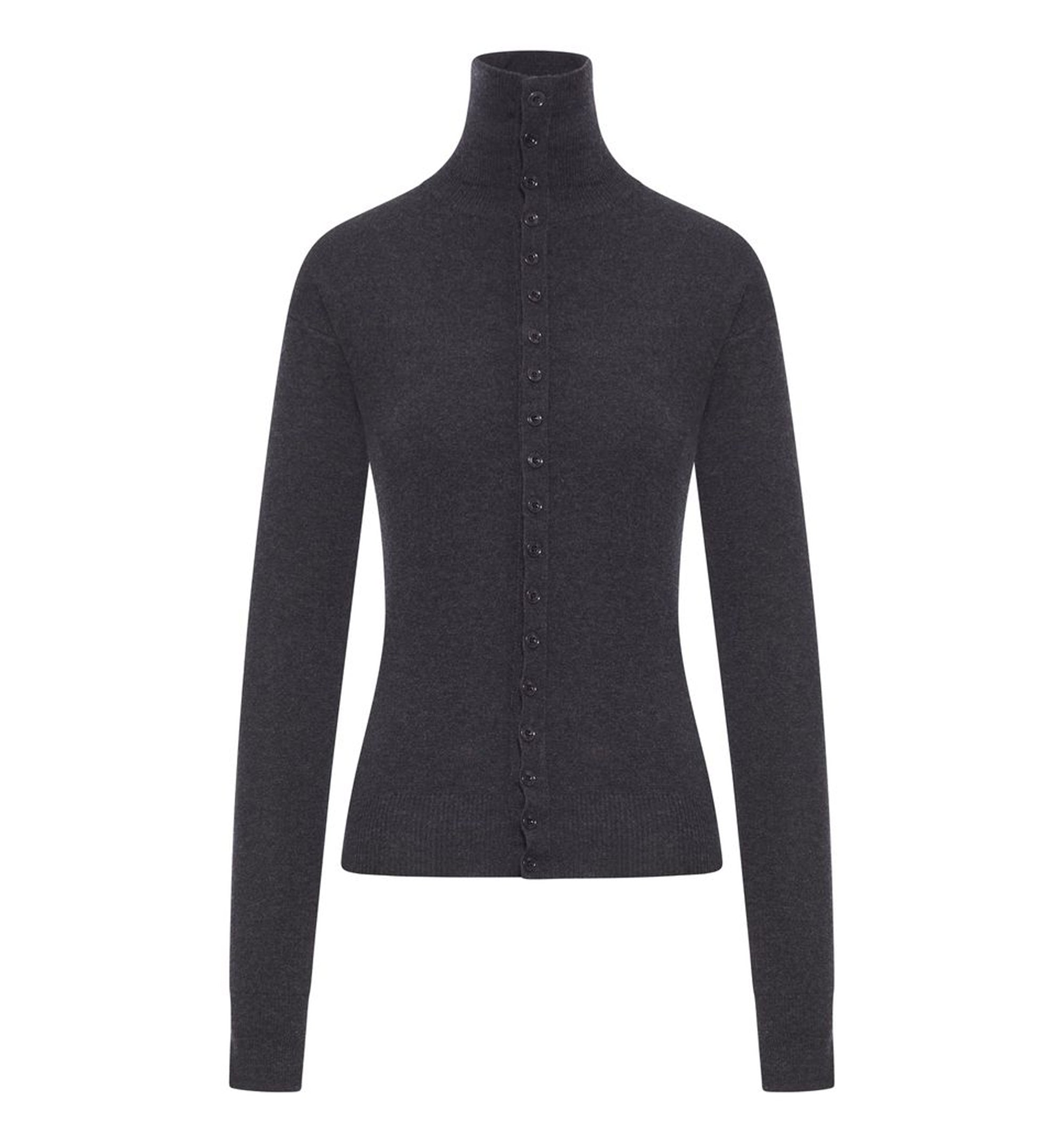 High Neck Long Sleeve Button Cardigan