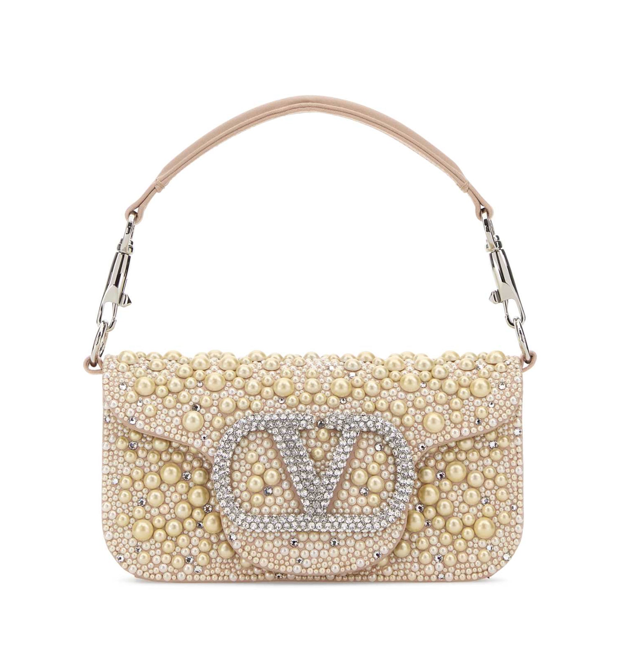 Locò Small Shoulder Bag With Pearls Rhinestones And Jewel