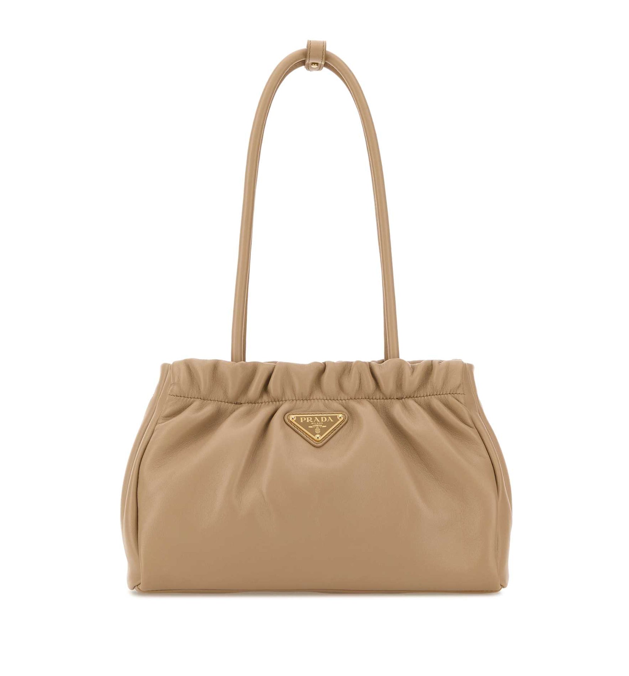 Ruched Leather Shoulder Bag