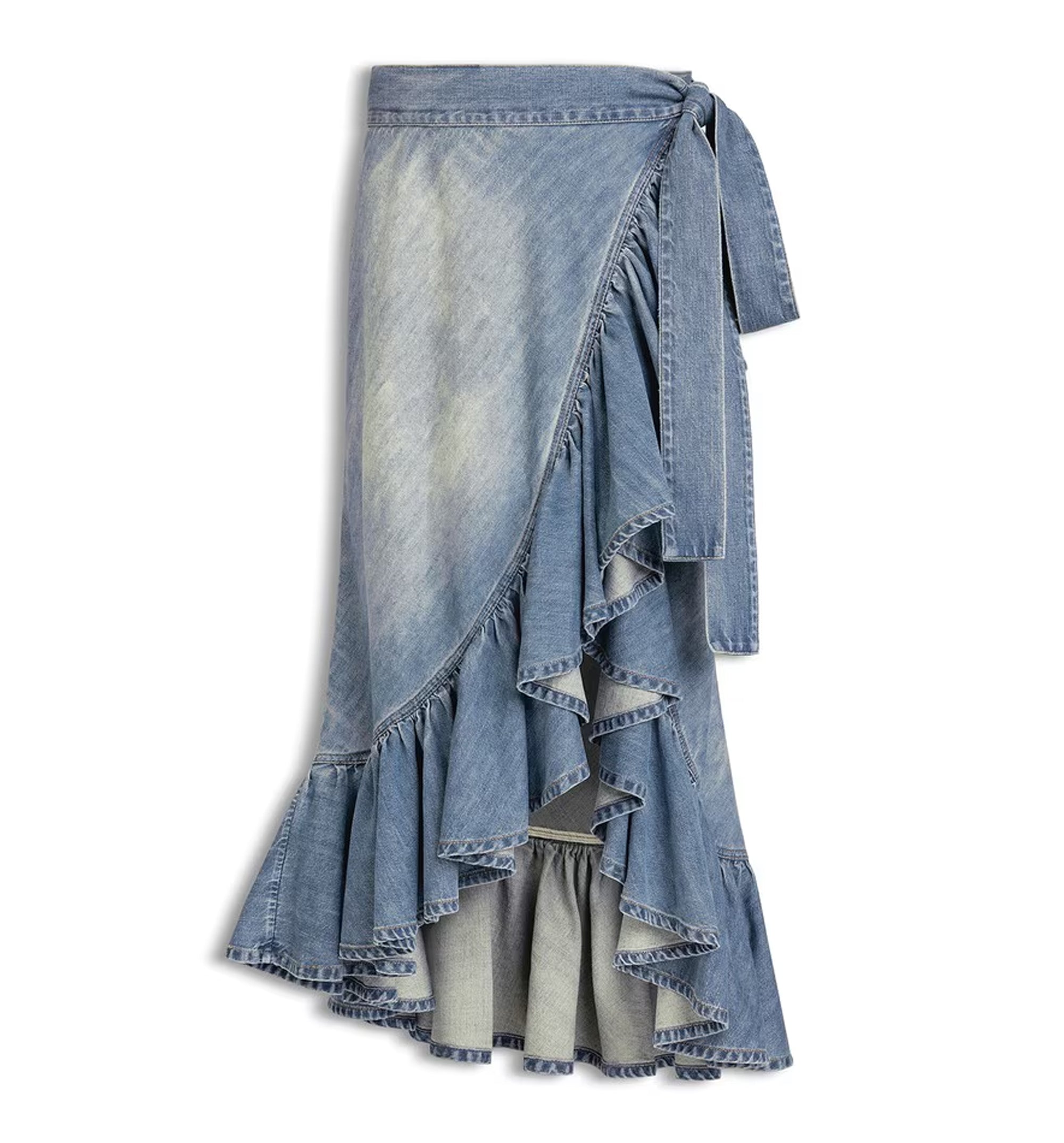 Denim Ruffle Skirt