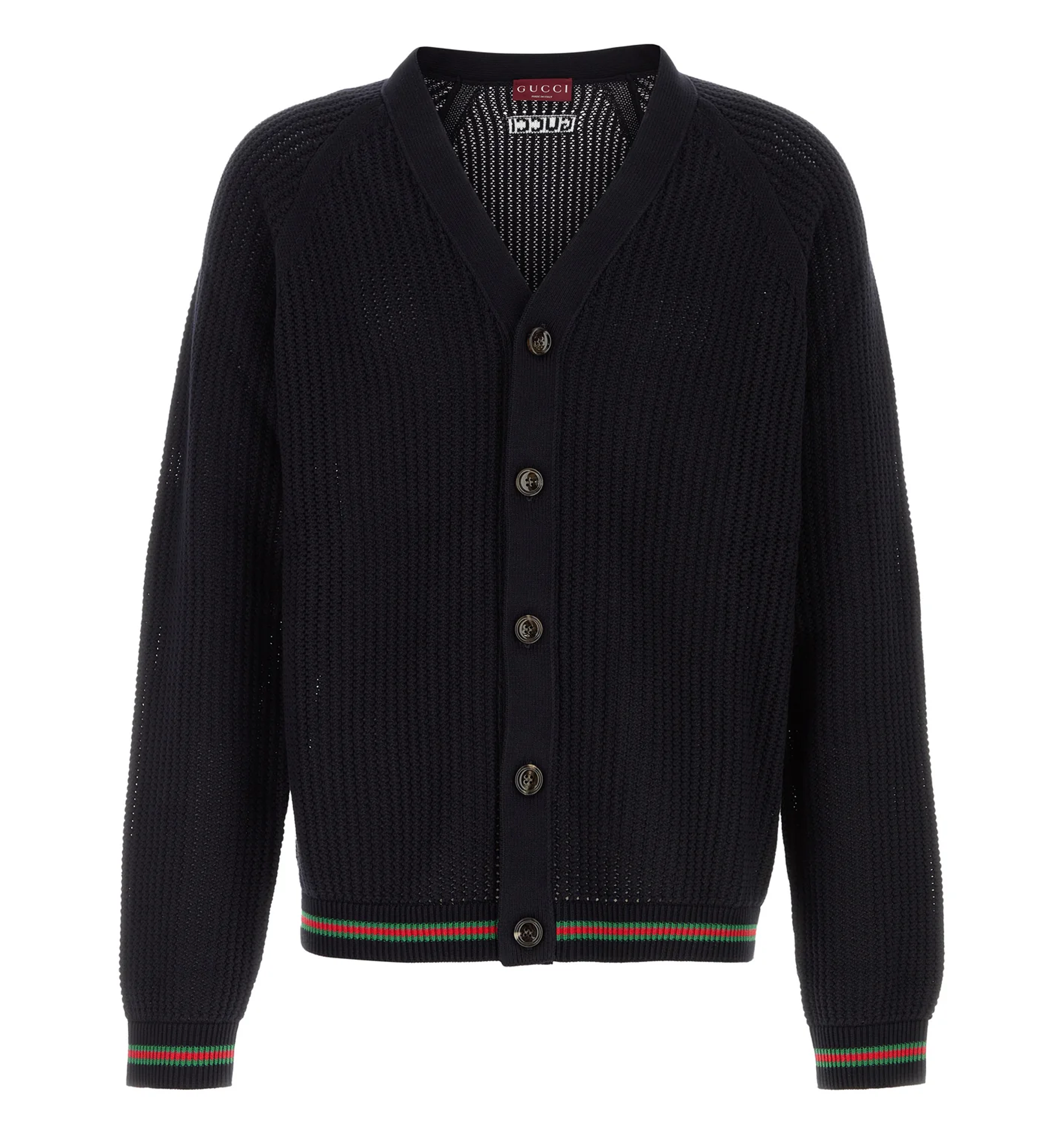 Gucci Cotton Knit Cardigan with Web