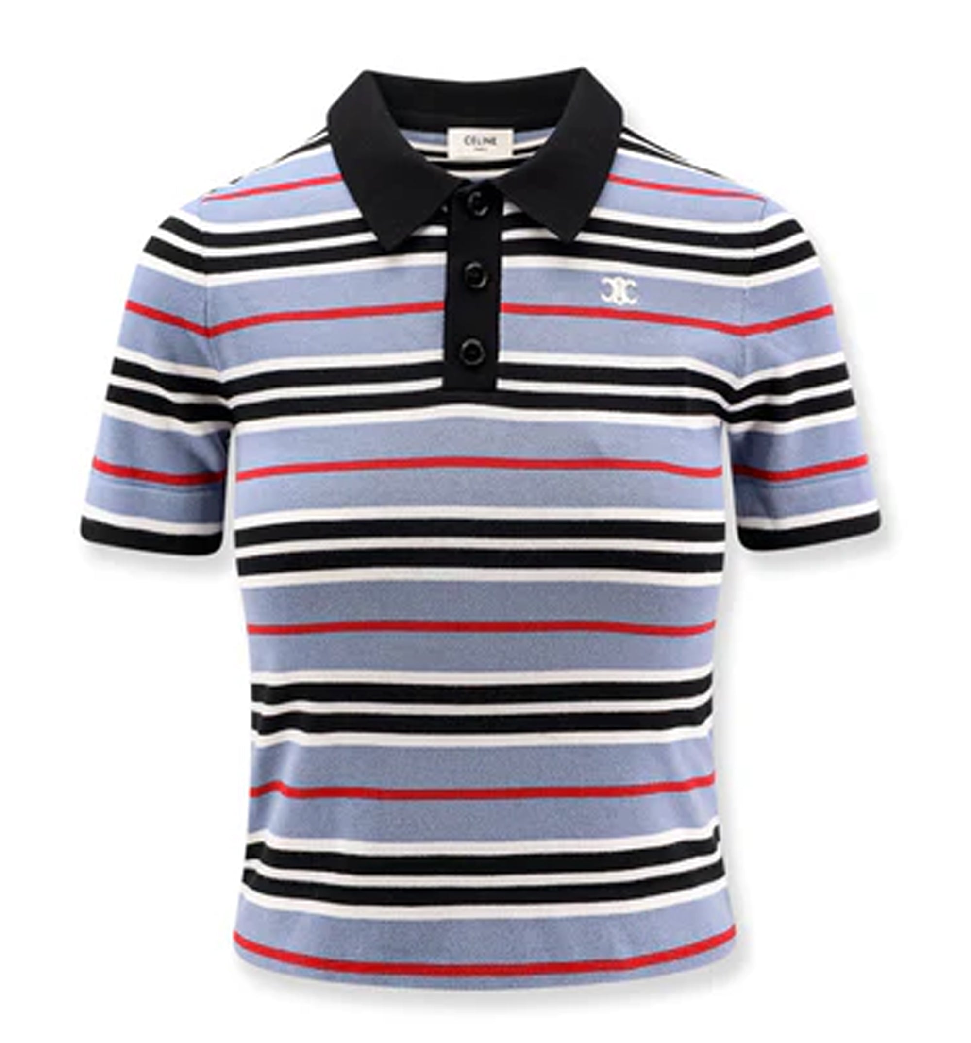 Cropped Polo In Striped Cotton
