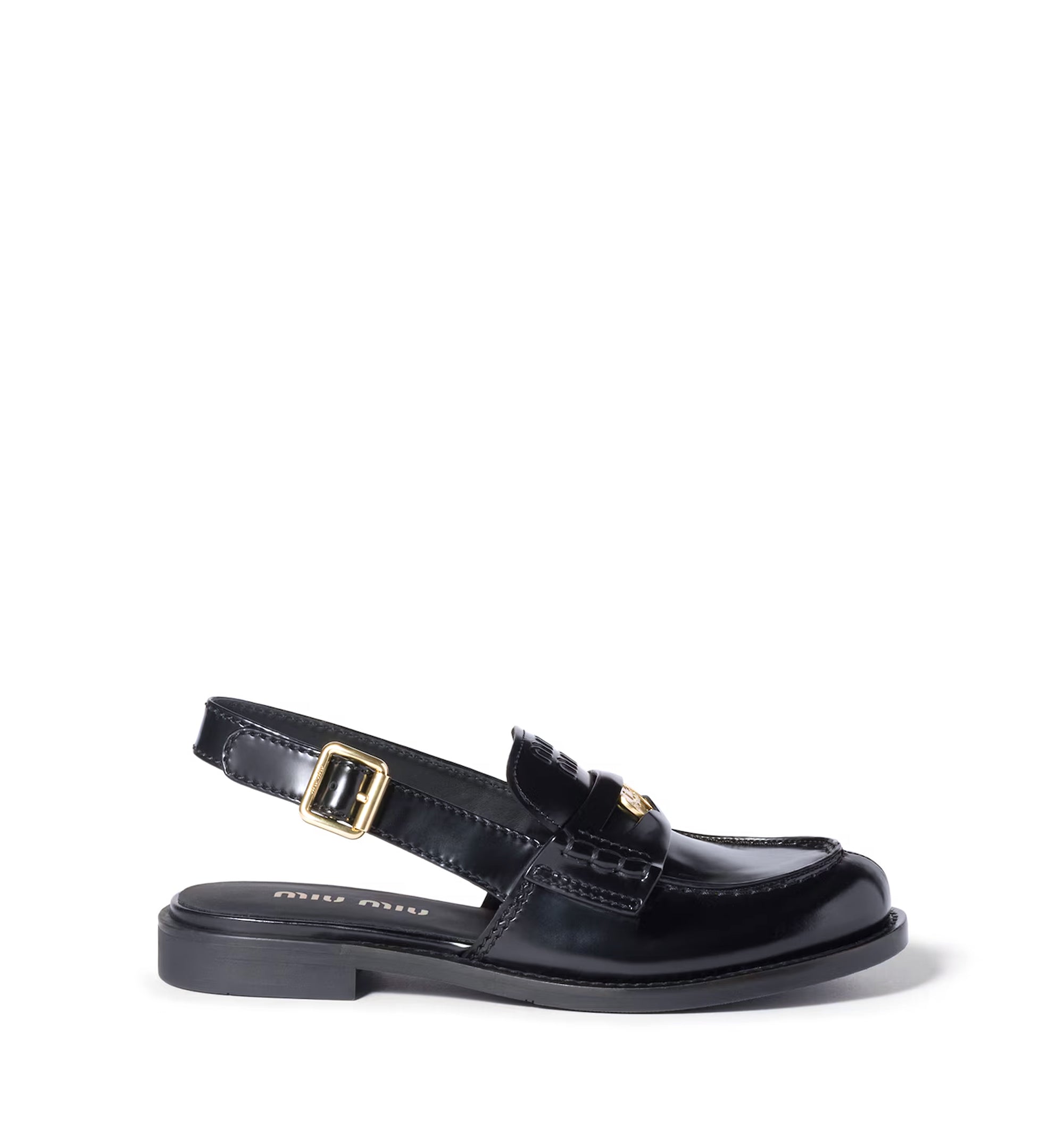 Brushed Leather Slingback Loafers