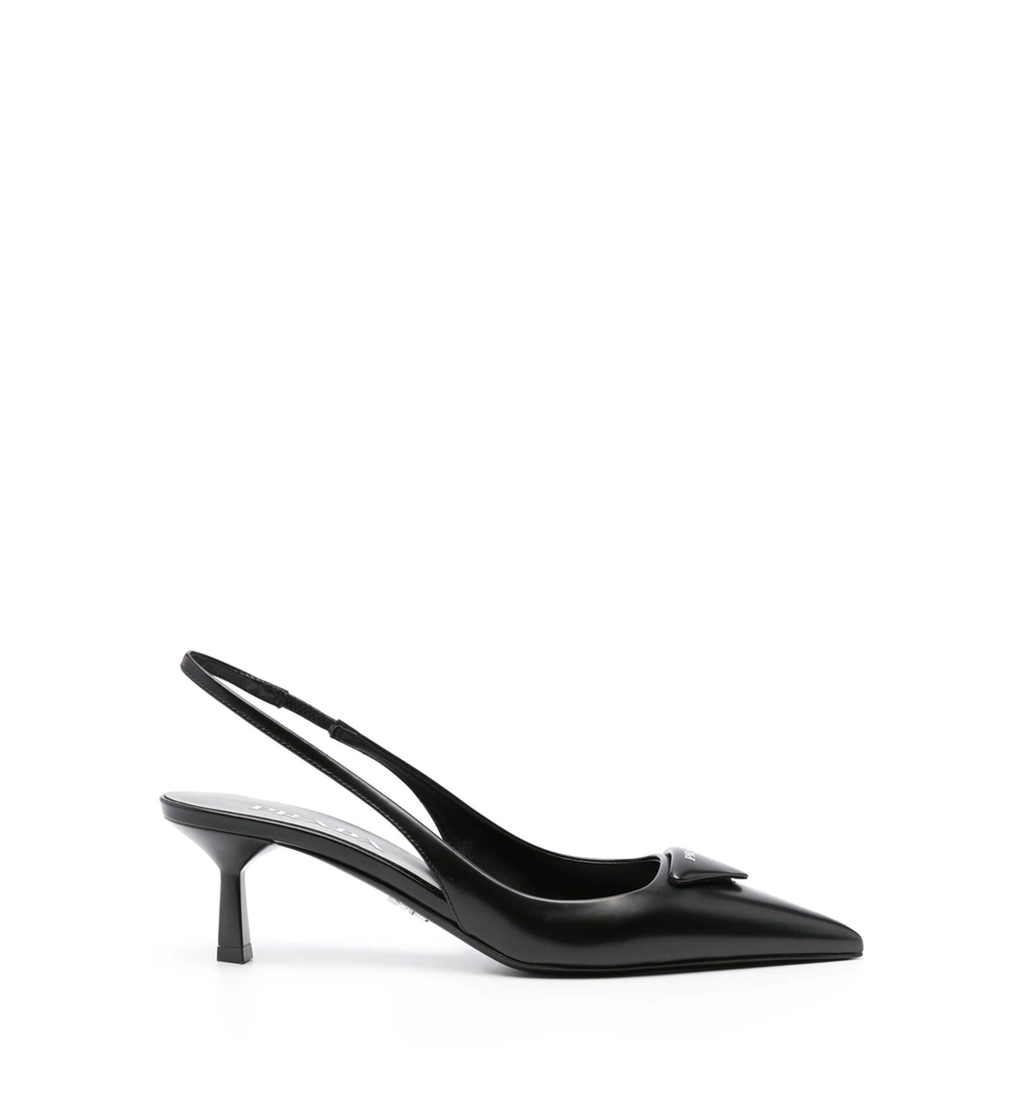 Brushed leather slingback pumps