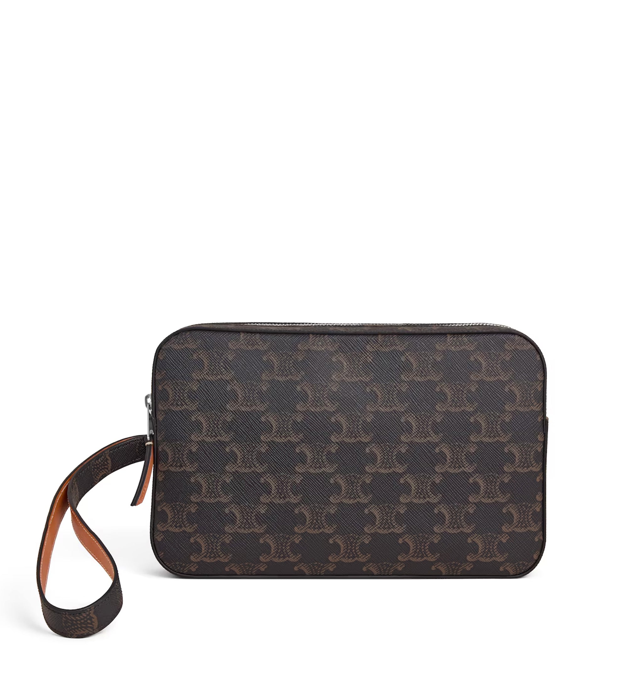 Pouch With Strap In Triomphe Canvas And Calfskin