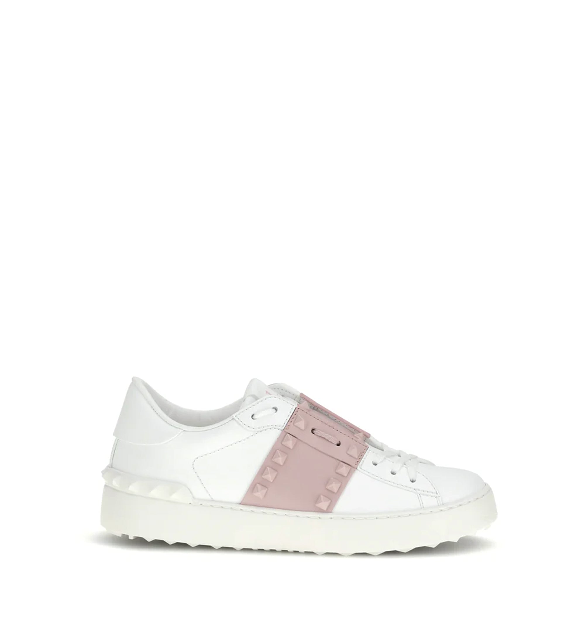 Rockstud Untitled Sneaker In Calfskin Leather With Tonal Studs