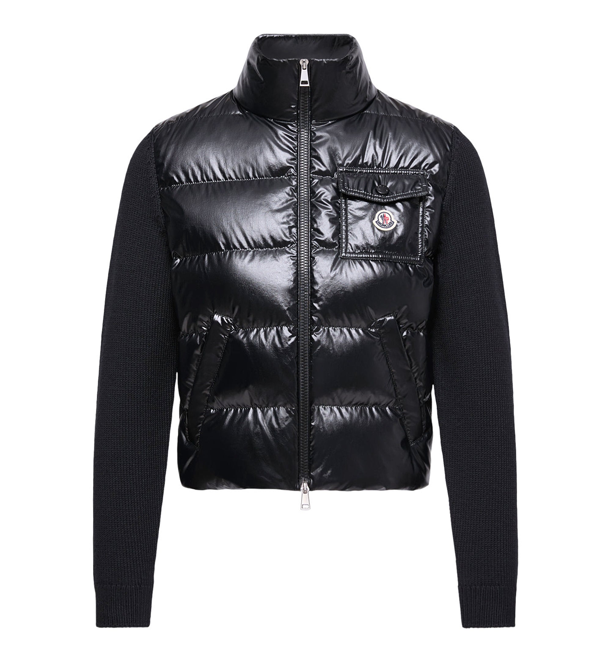 Padded Zip-Up Wool Cardigan