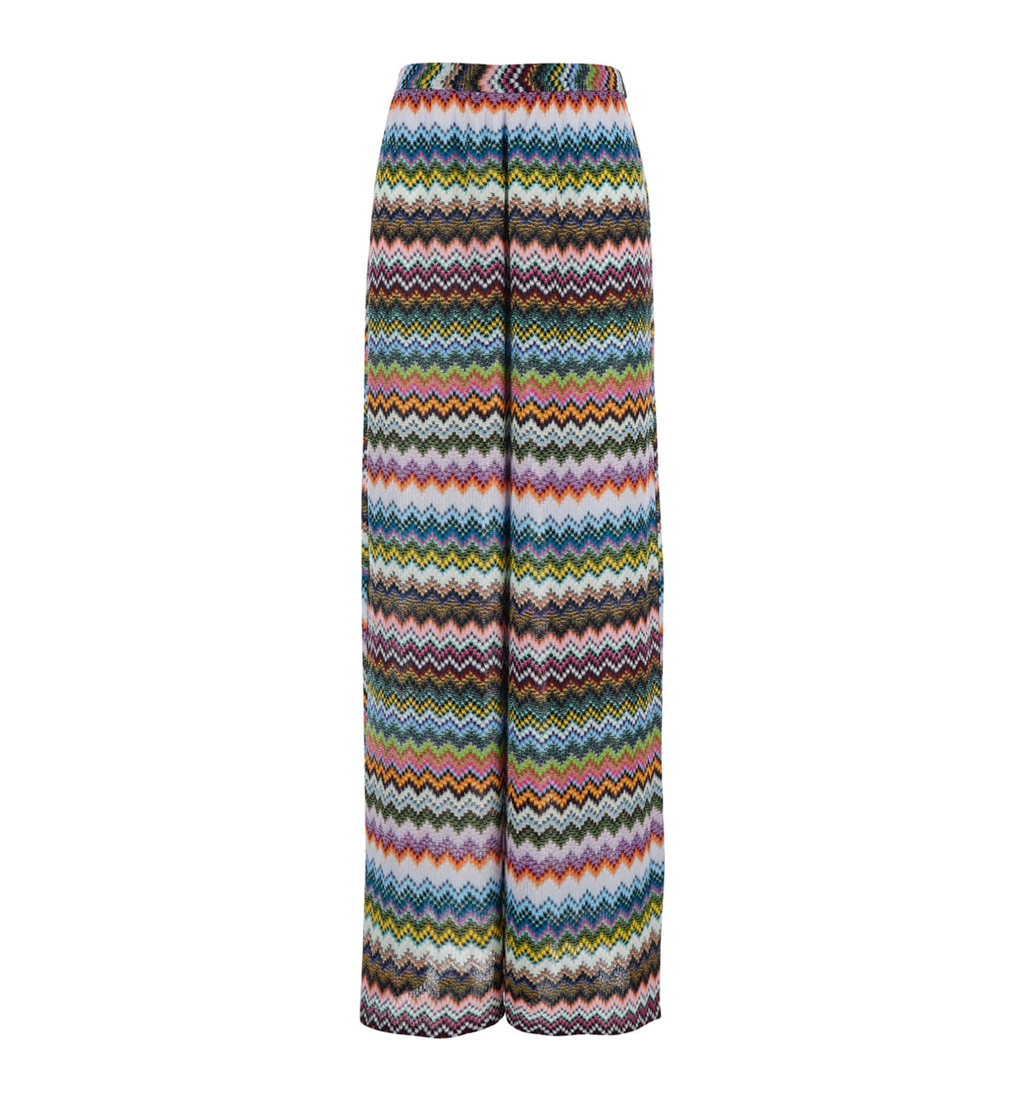 Beach Cover-Up Pants In Lamé Viscose With Pixel-Effect Zigzag Pattern