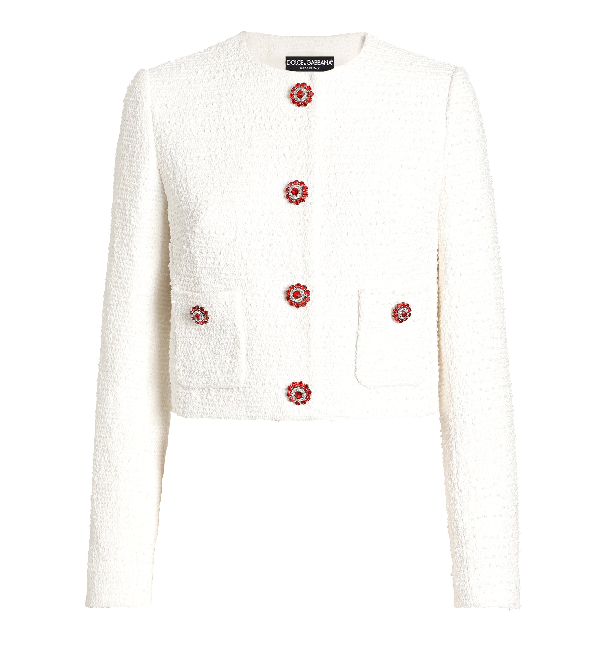 Single-Breasted Tweed Jacket With Jewel Buttons