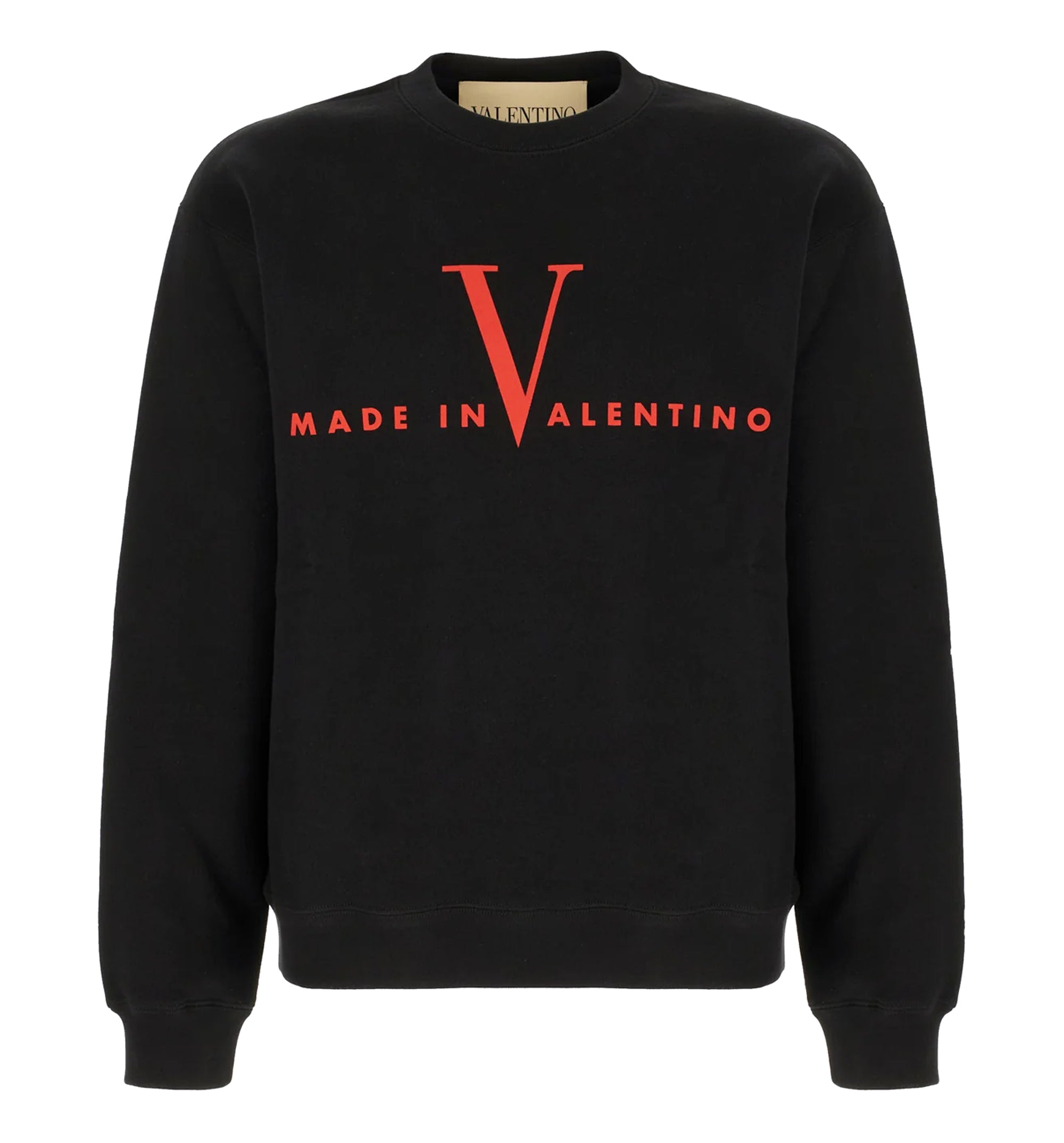 Cotton Crewneck Sweatshirt With Made In Valentino Print