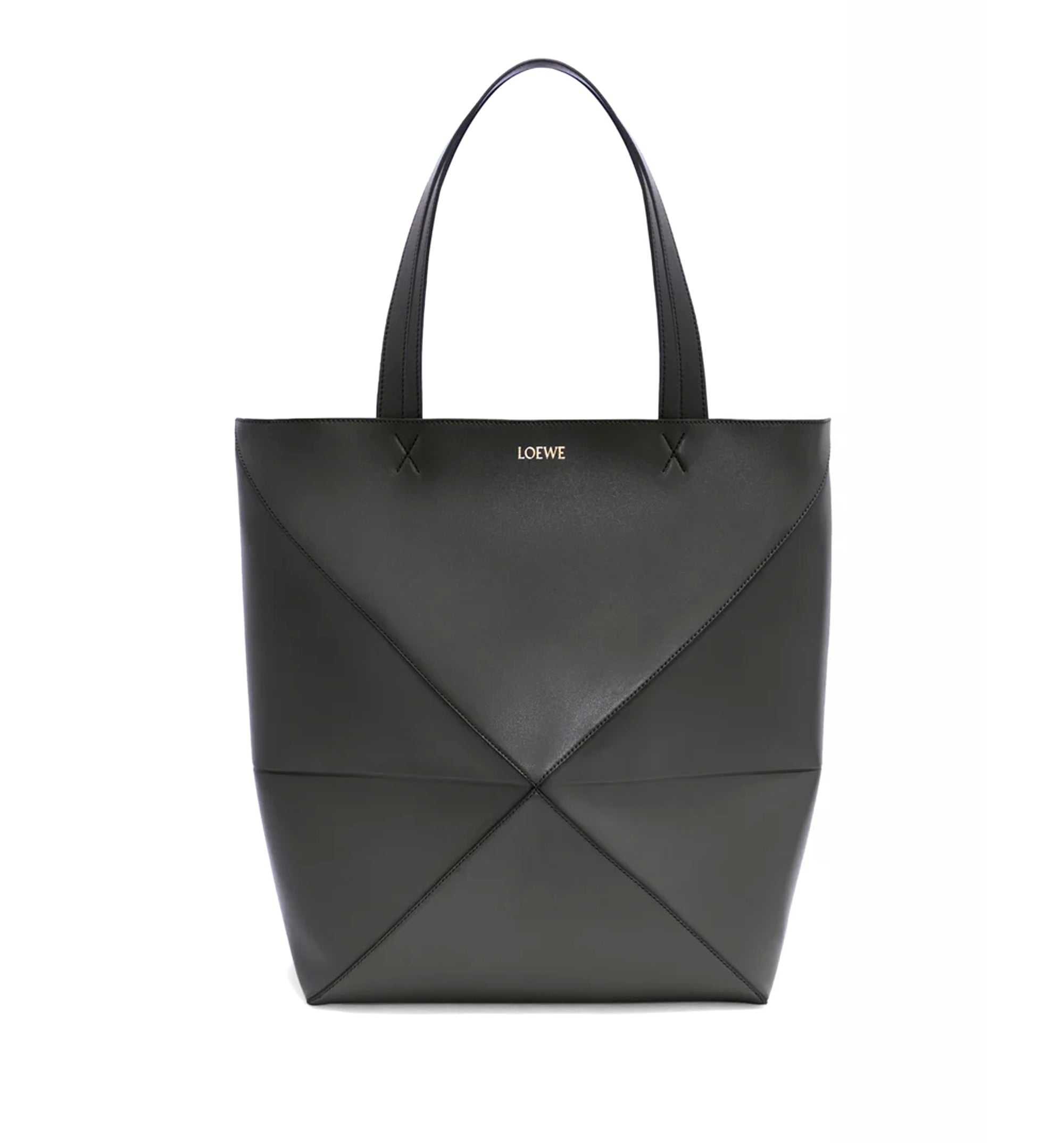 XL Puzzle Fold Tote In Shiny Calfskin