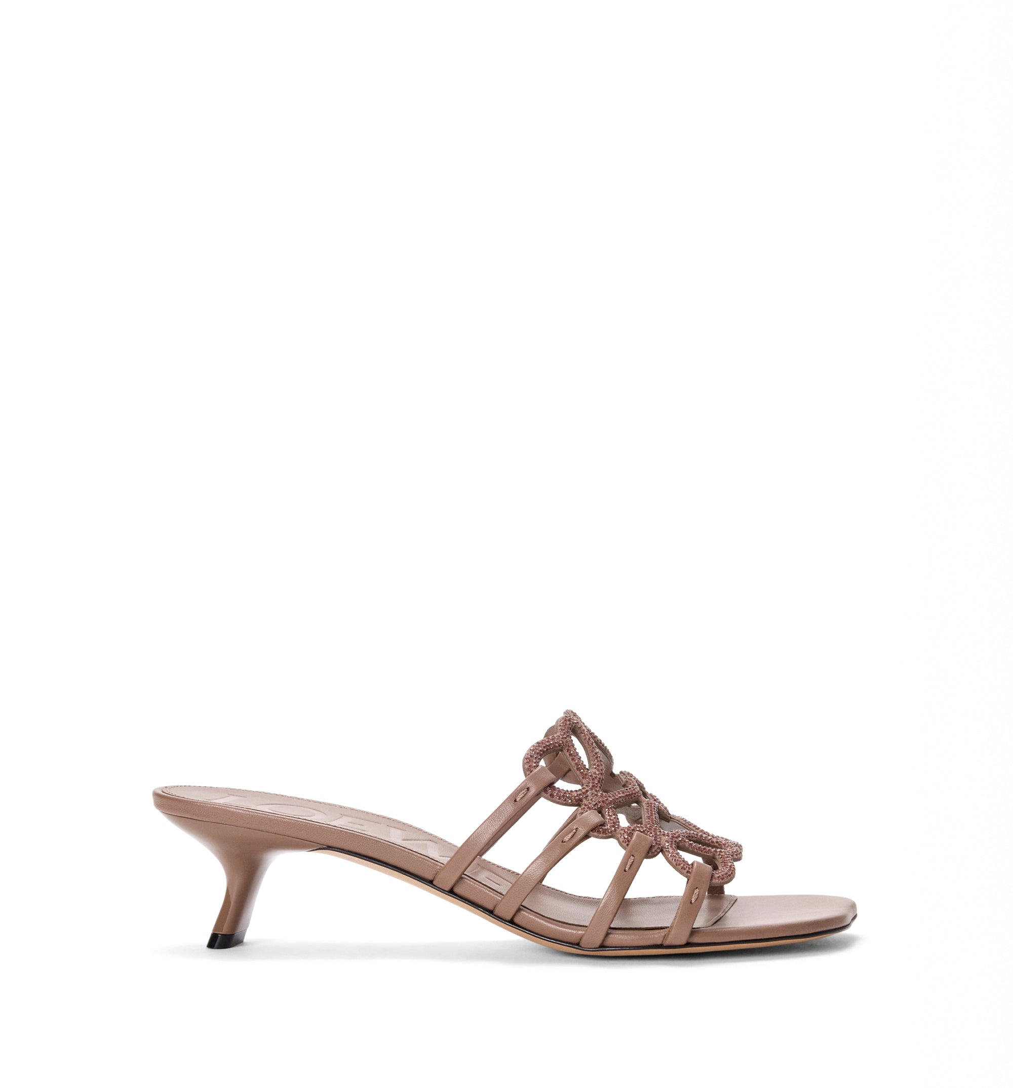 Petal Anagram Slide In Rhinestone-Embellished Suede