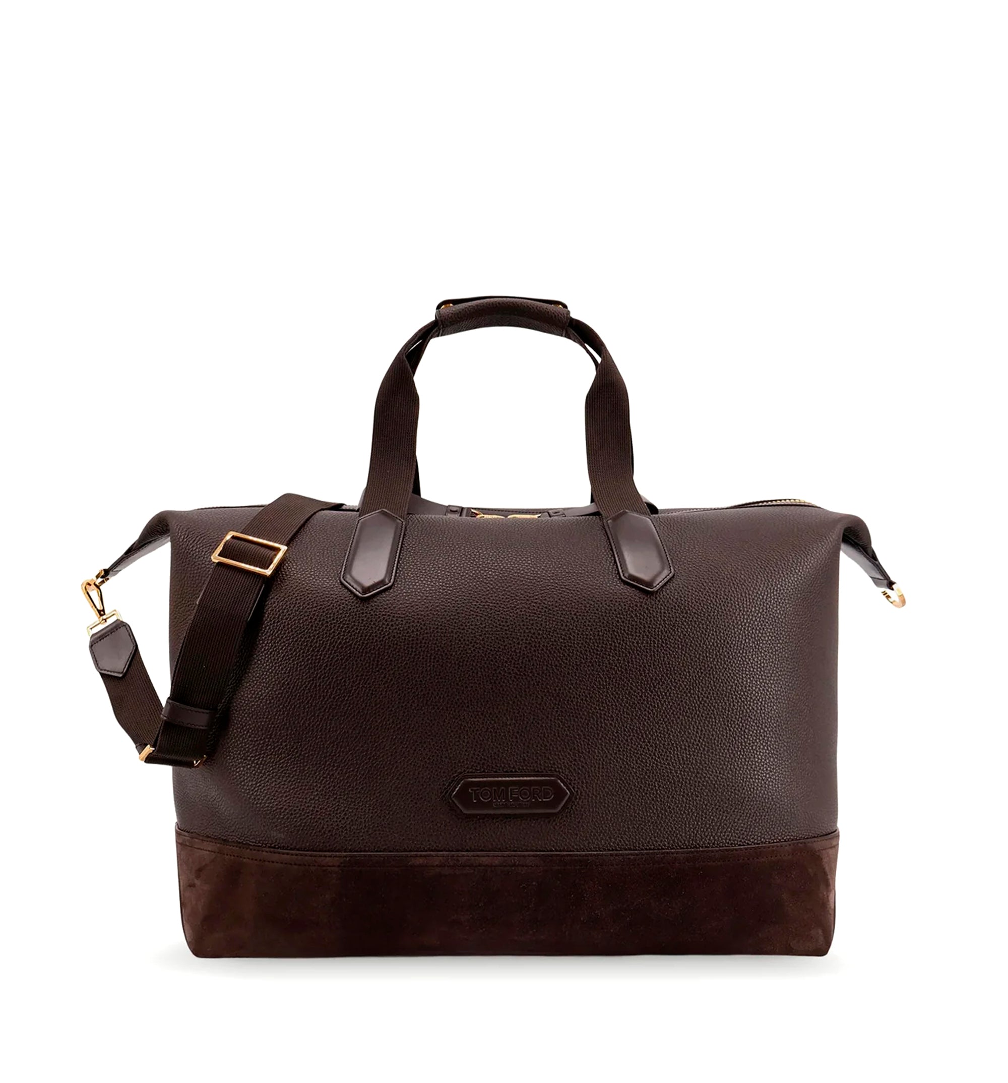 Leather travel bag with suede inserts