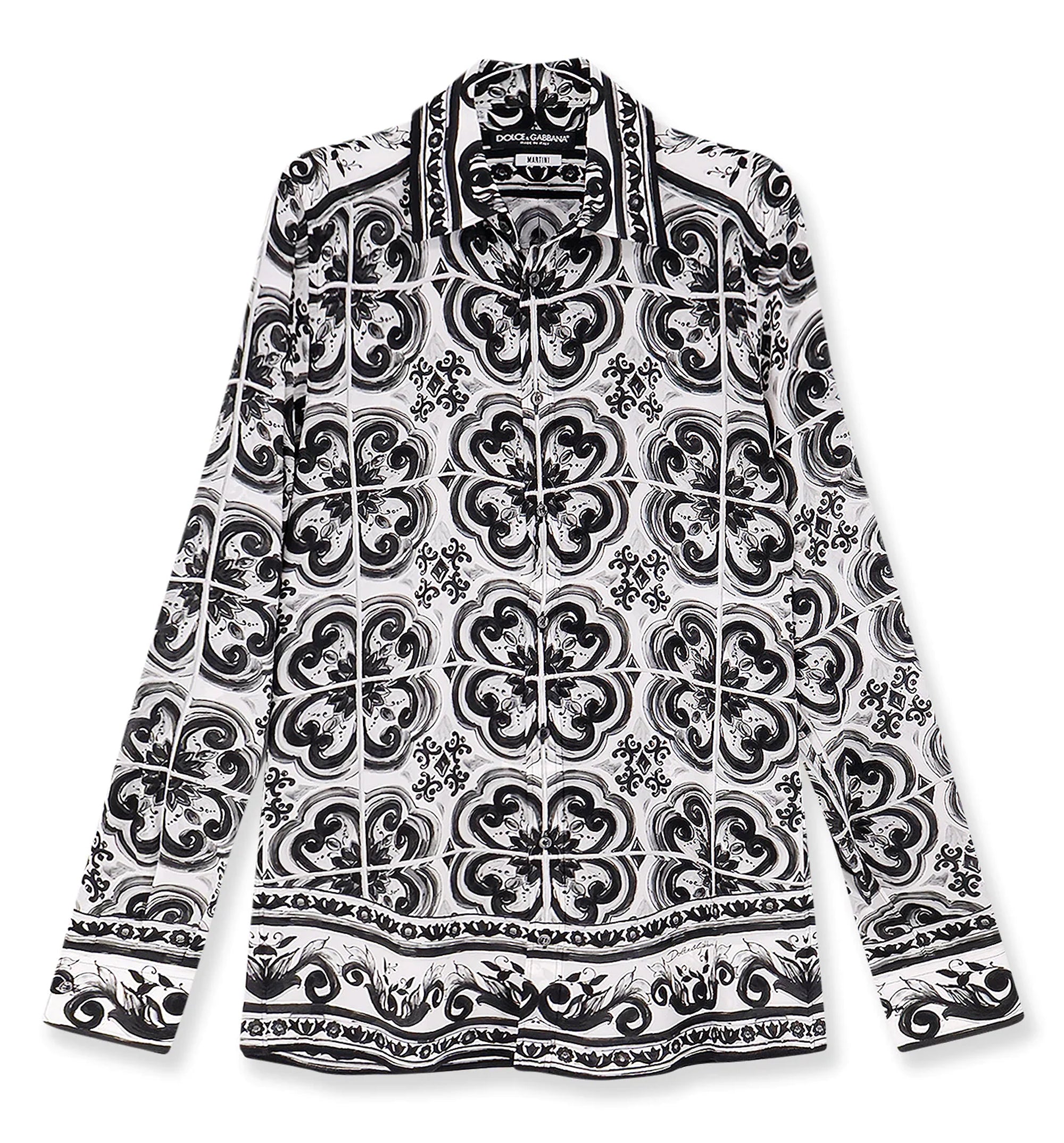 Majolica-Print Crêpe Martini Shirt