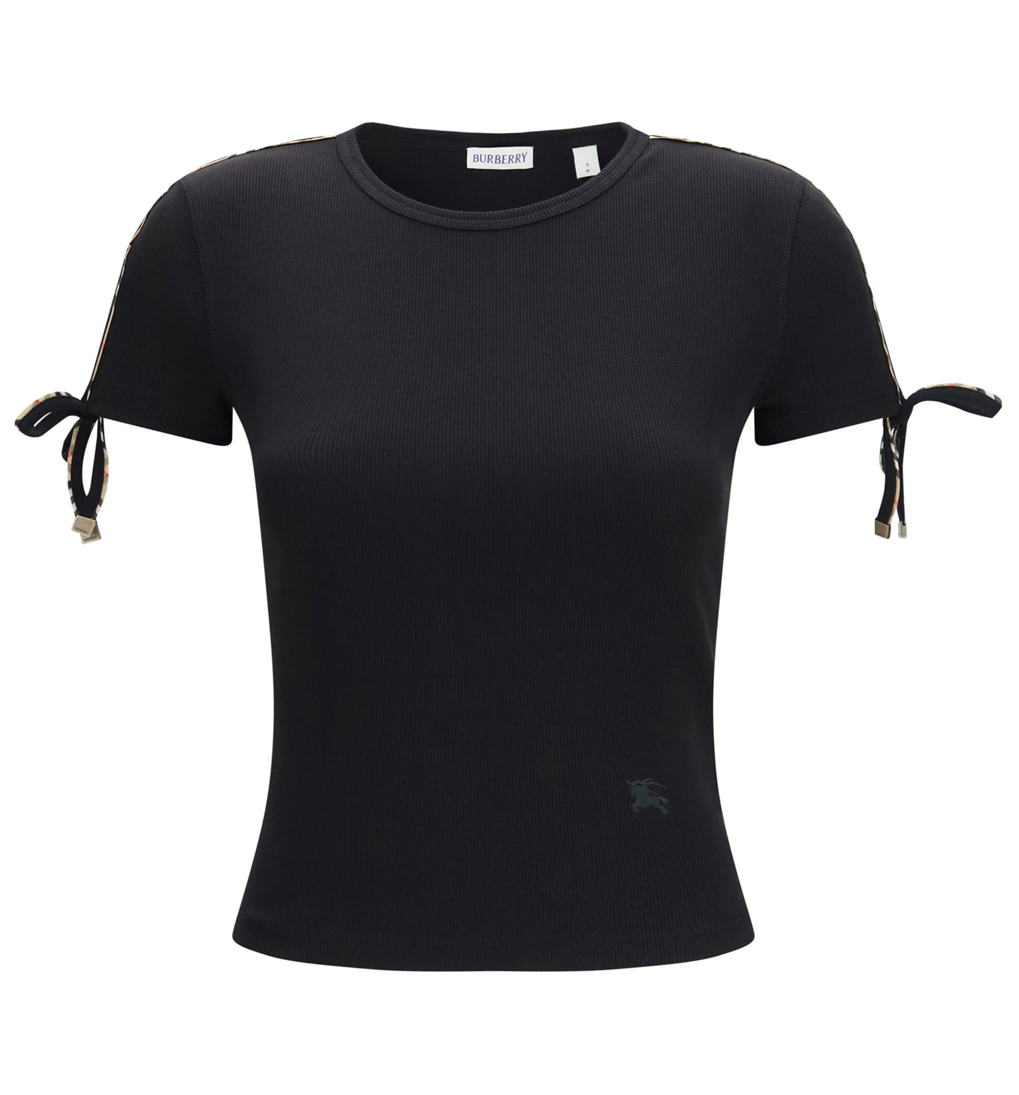 Cropped Tie-Sleeve Cotton T-Shirt