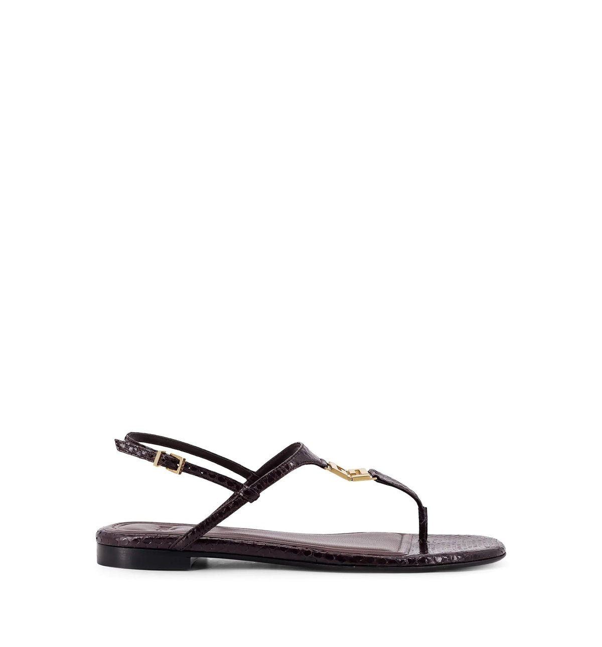 Fold leather sandals with reptile effect