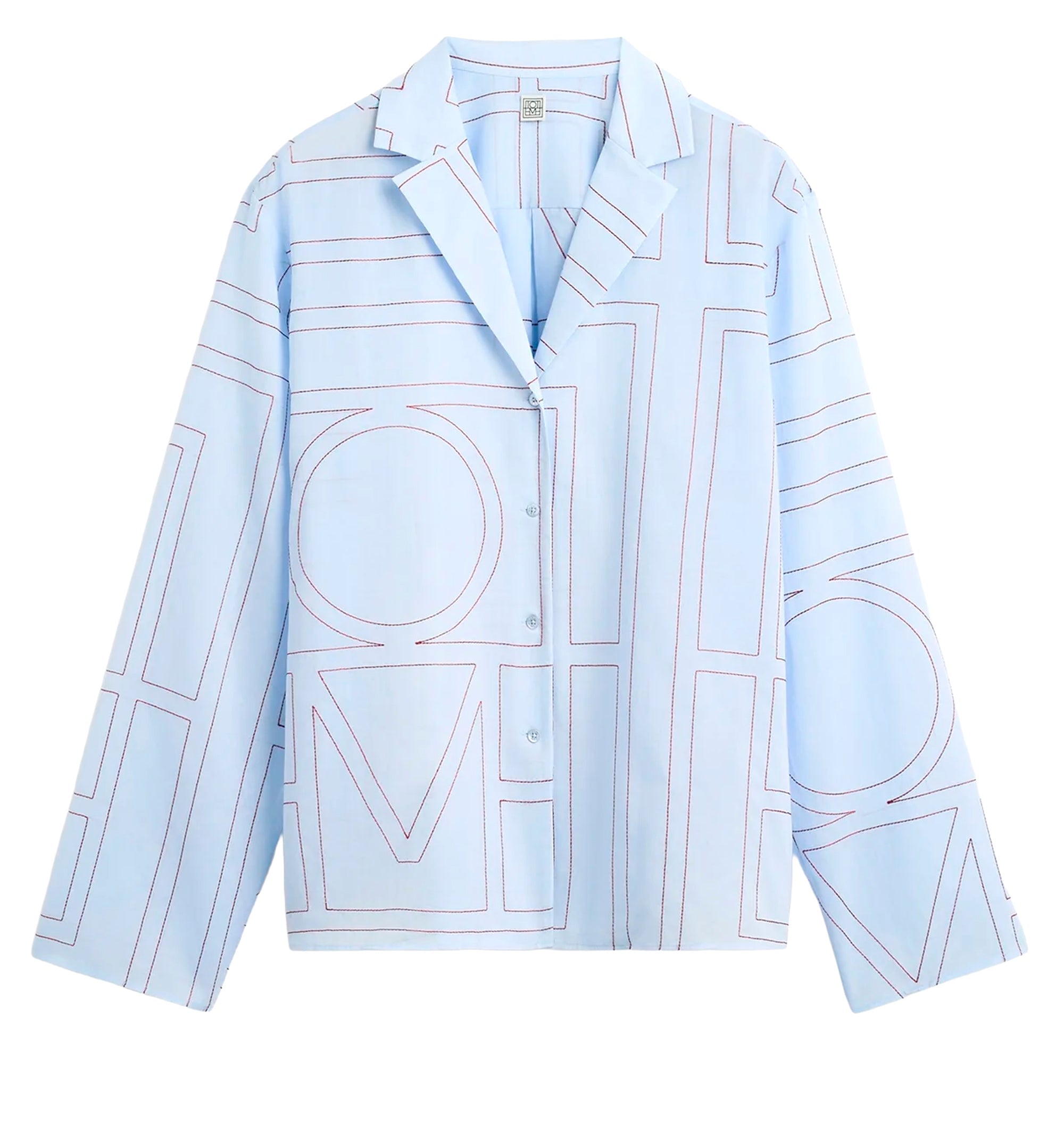 Monogram cotton-blend pj top sky